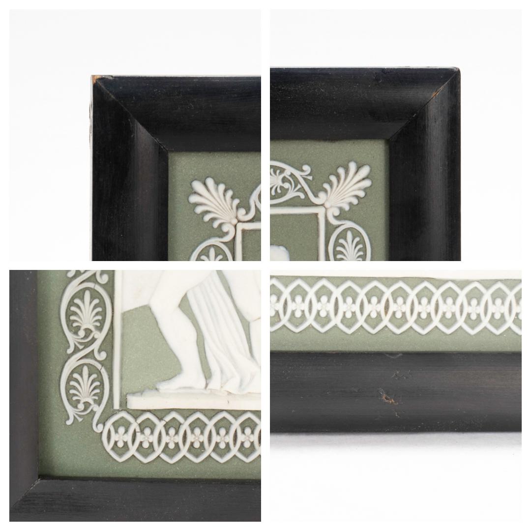 Antique Wedgwood Sage Green Cameo Jasperware Plaque For Sale at 1stDibs