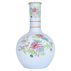 Antique Wedgwood Style Bottle Vase with Floral Hand-Painted Motif
