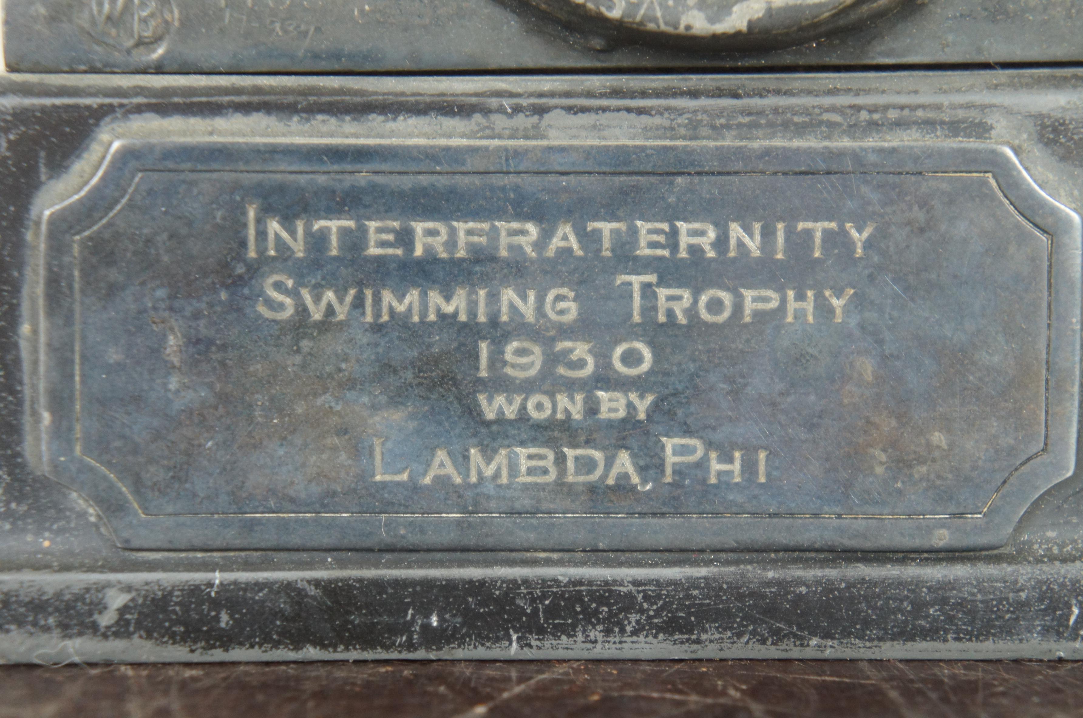 Antique Weidlich Bros Art Deco Triumph Figure Swimming Trophy, 1930 5