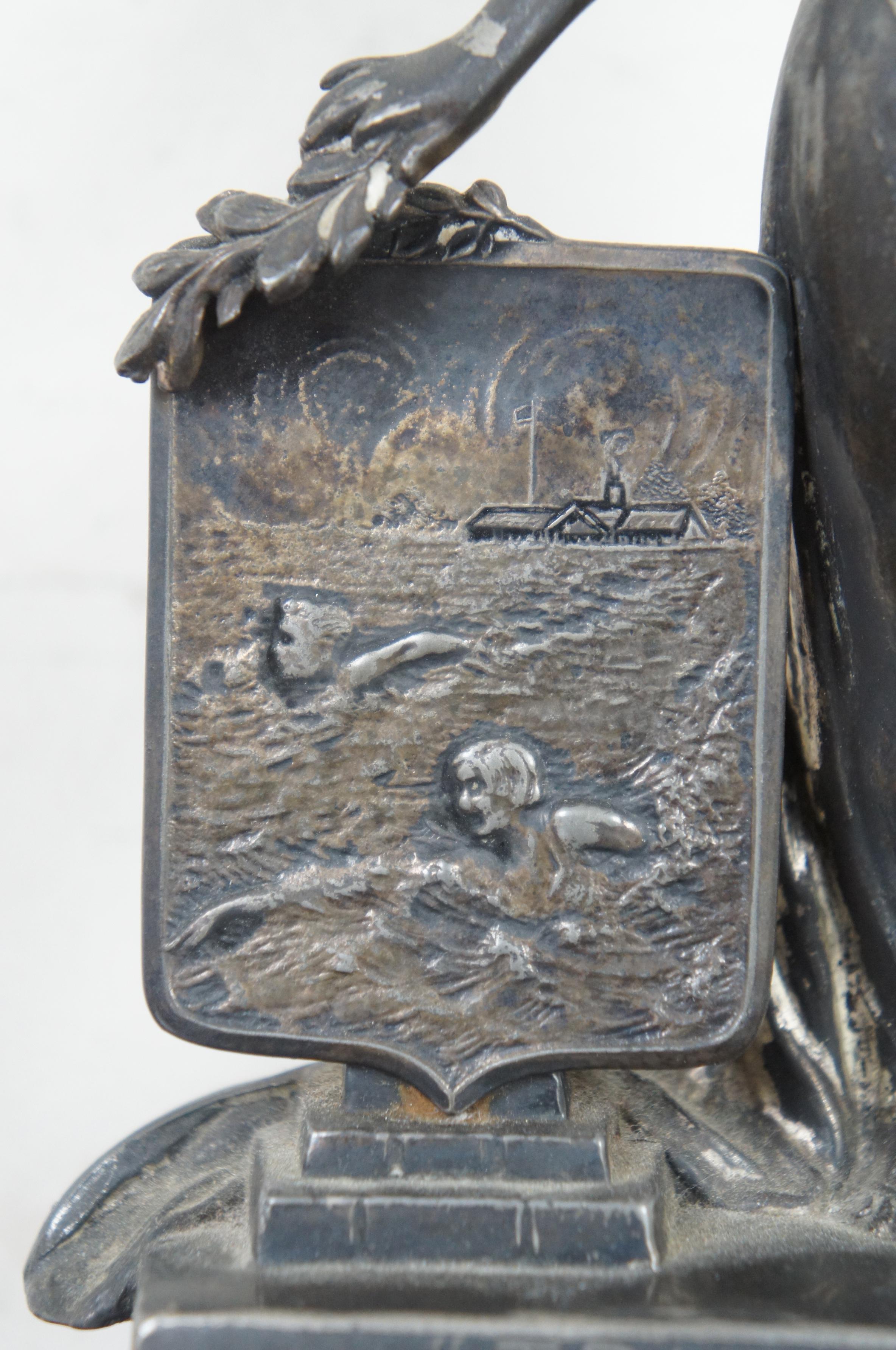 Antique Weidlich Bros Art Deco Triumph Figure Swimming Trophy, 1930 7