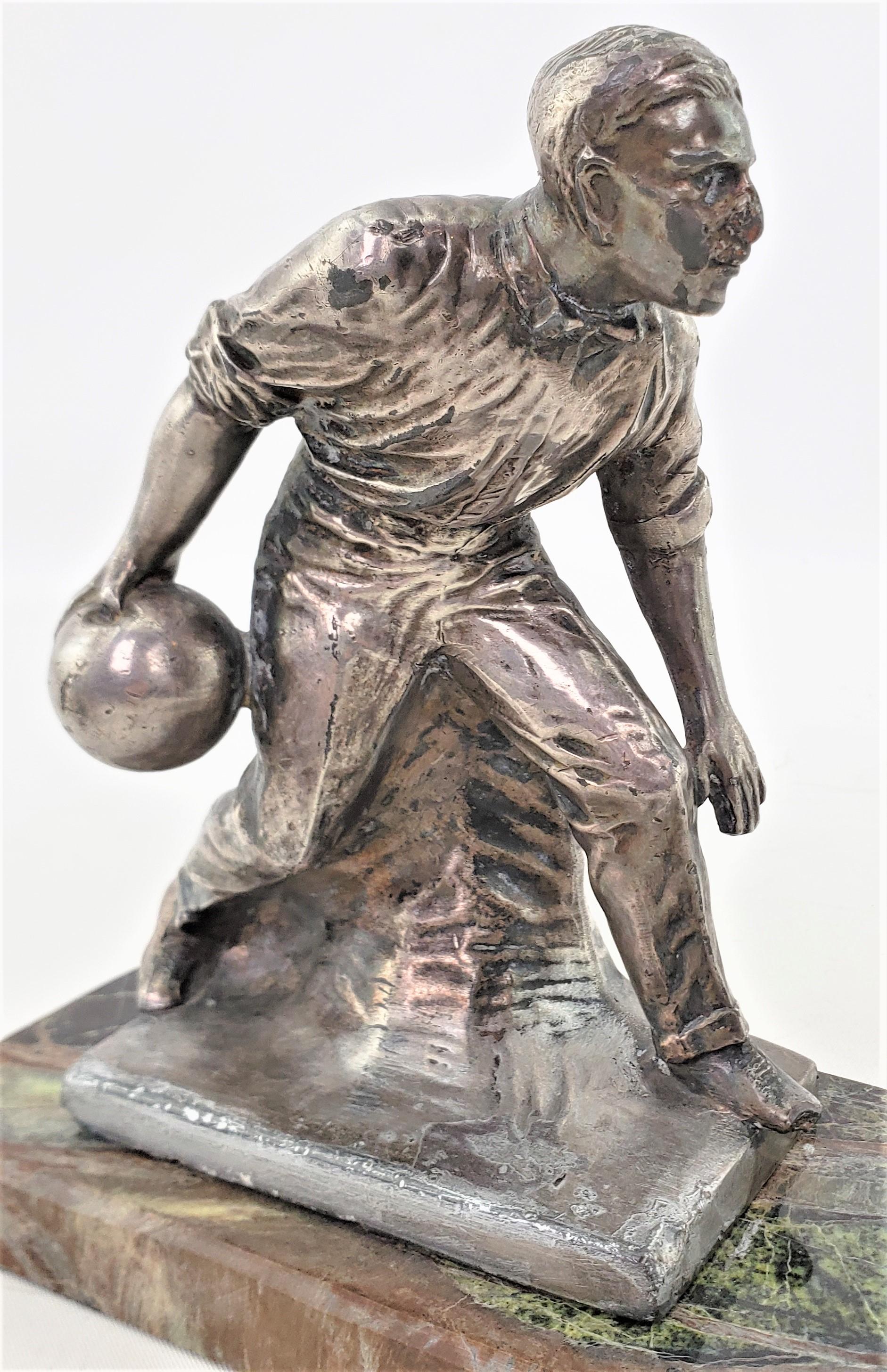 Silver Plate Antique Weidlich Brothers Art Deco Male Bowling or Bowler Sculpture on a Base For Sale