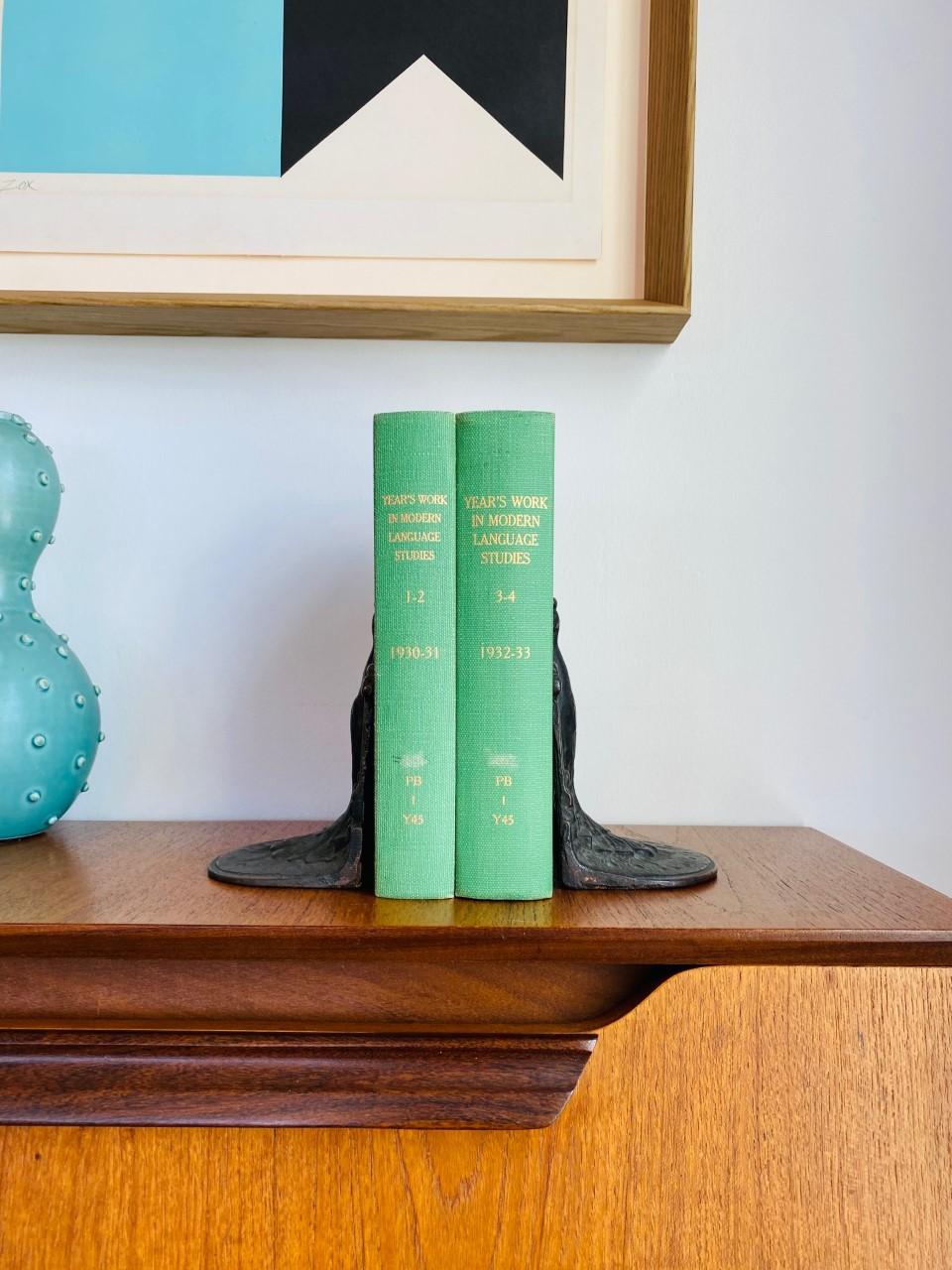 Iron Antique Weidlich Brothers Peacock Bird of Paradise Pair of Bookends