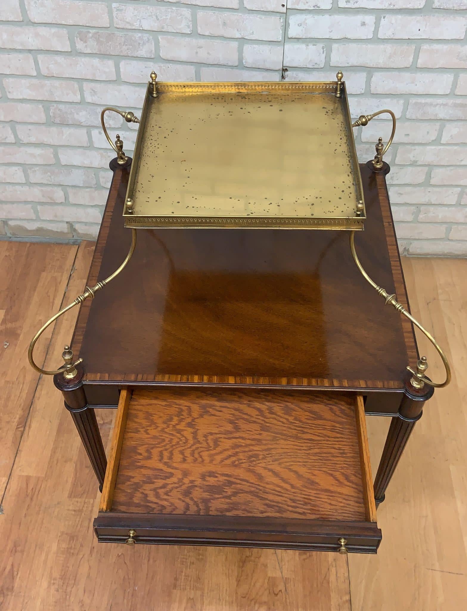 Antike Weiman Heirloom Französisch Louis Messing montiert Tablett oben einzelne Schublade Tabelle (Art nouveau) im Angebot