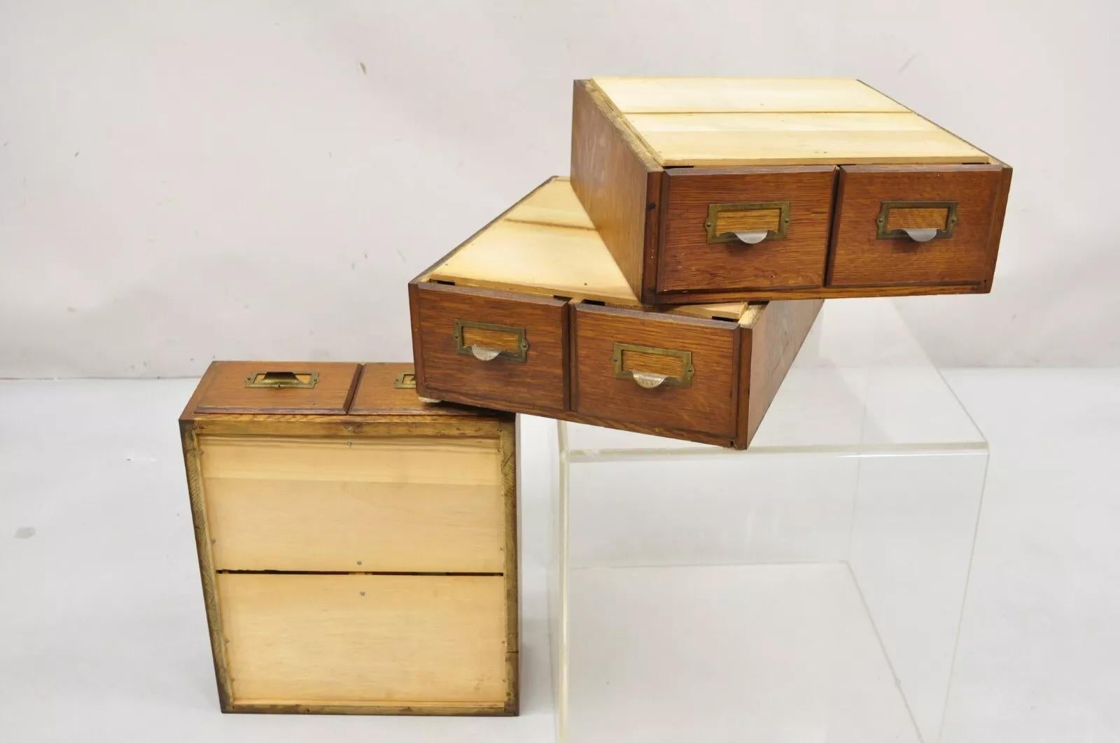 Antique Weis Mission Arts & Crafts Oak Stacking Letter File Cabinet - 3 Stack For Sale 5