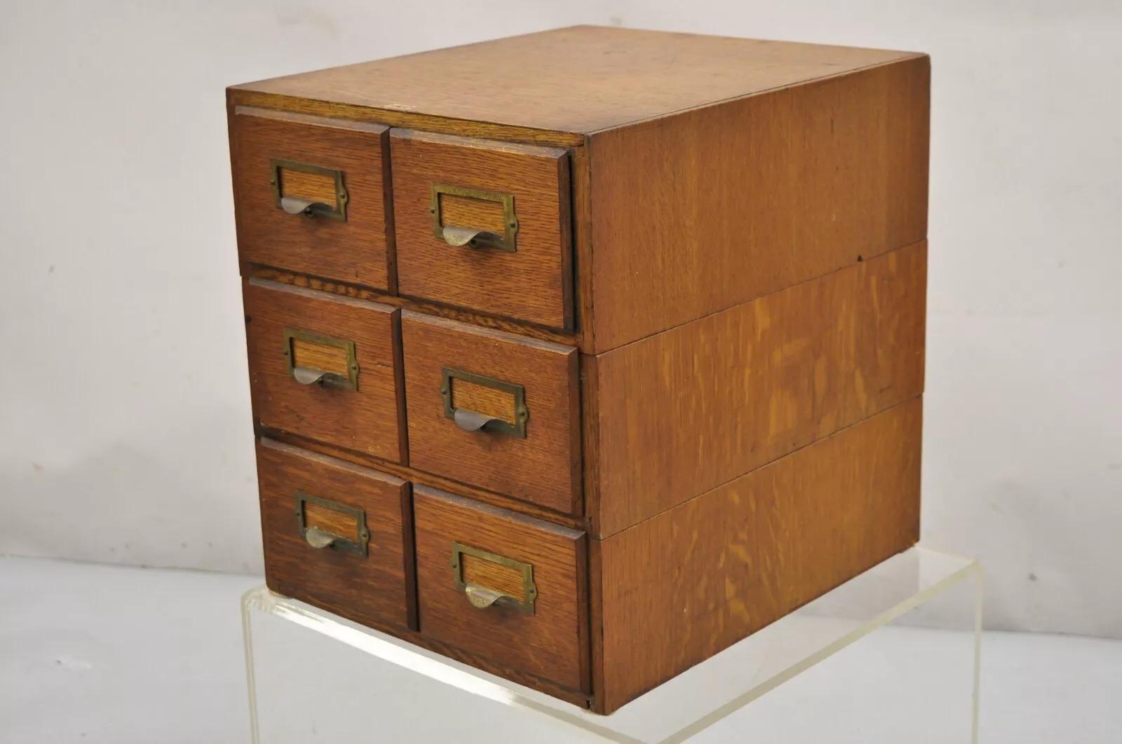 Antique Weis Mission Arts & Crafts Oak Stacking Letter File Cabinet - 3 Stack For Sale 7