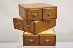 Antique Weis Mission Arts & Crafts Oak Stacking Letter File Cabinet - 3 Stack