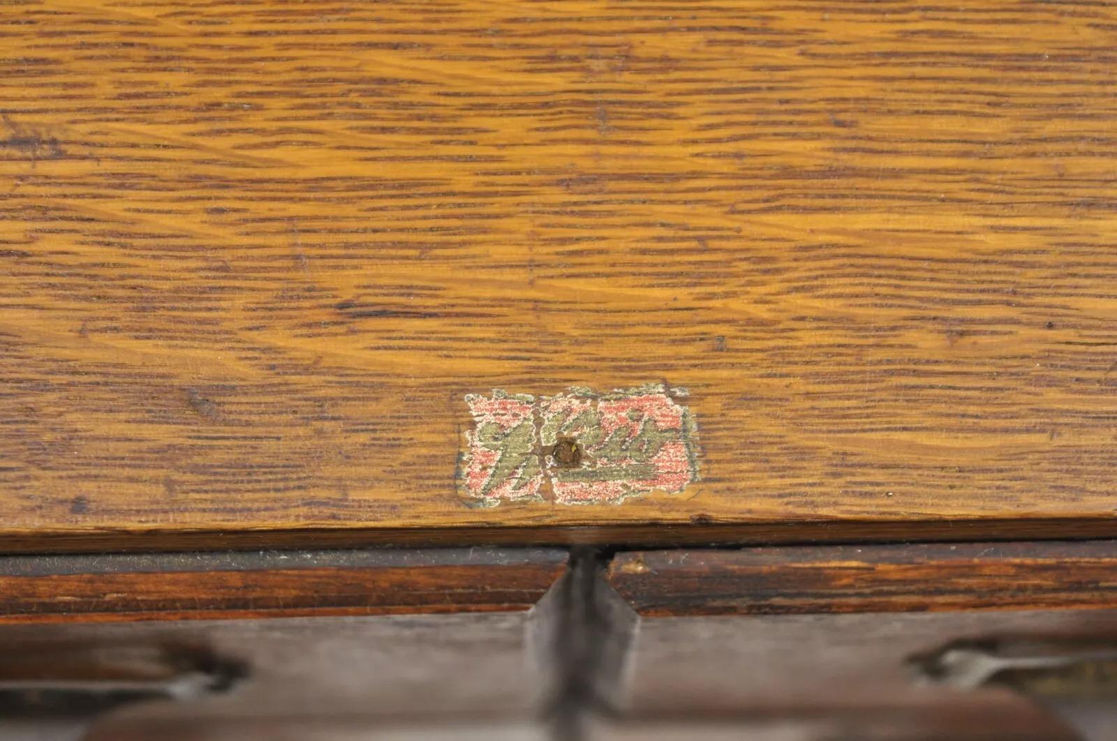 Antique Weis Mission Arts & Crafts Oak Stacking Letter File Cabinet - 3 Stack In Good Condition For Sale In Philadelphia, PA
