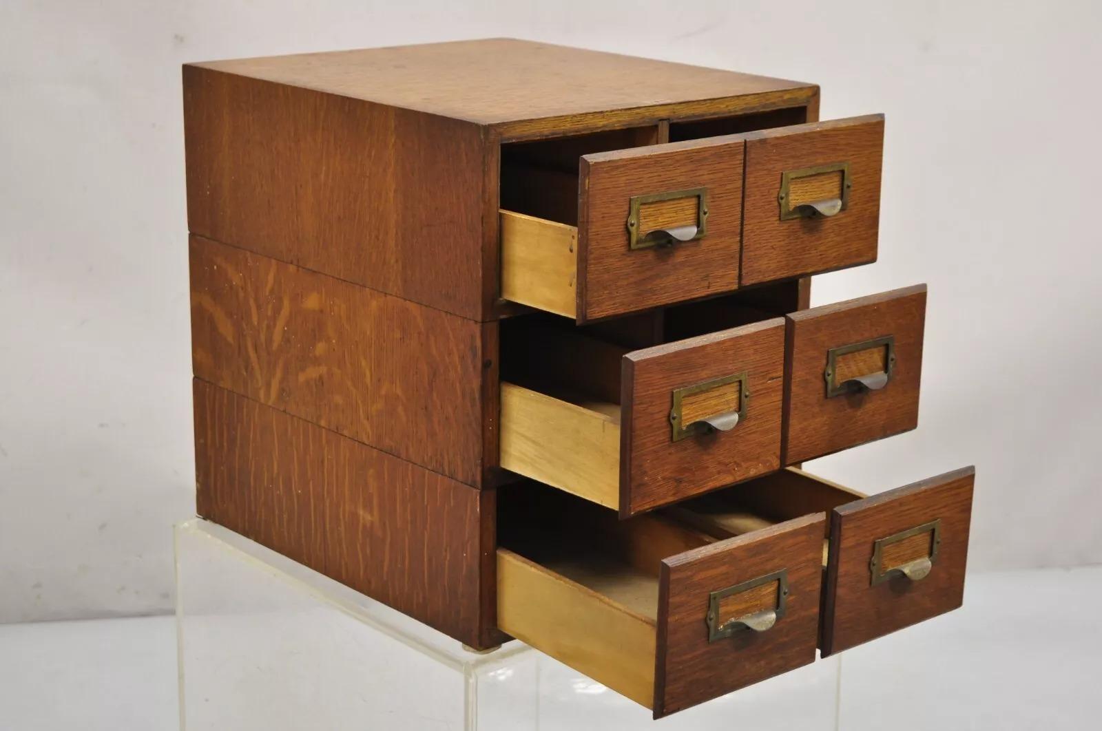 Antique Weis Mission Arts & Crafts Oak Stacking Letter File Cabinet - 3 Stack For Sale 1