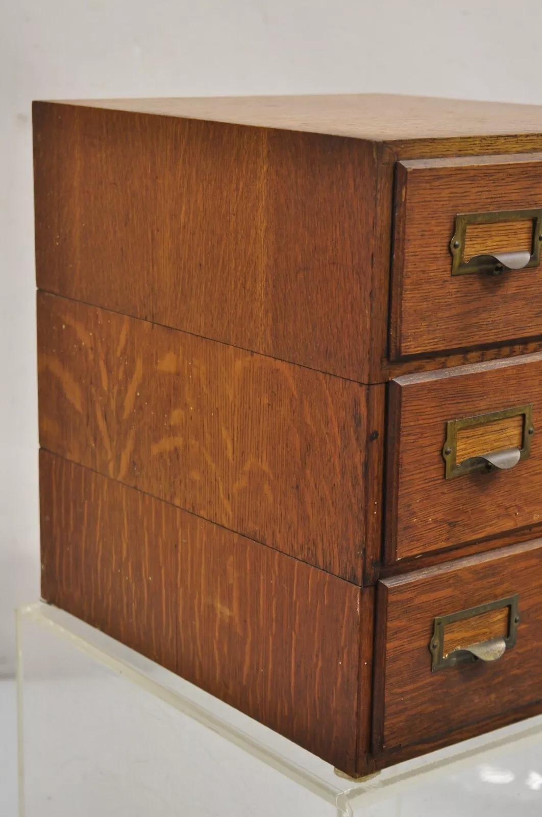 Antique Weis Mission Arts & Crafts Oak Stacking Letter File Cabinet - 3 Stack For Sale 4