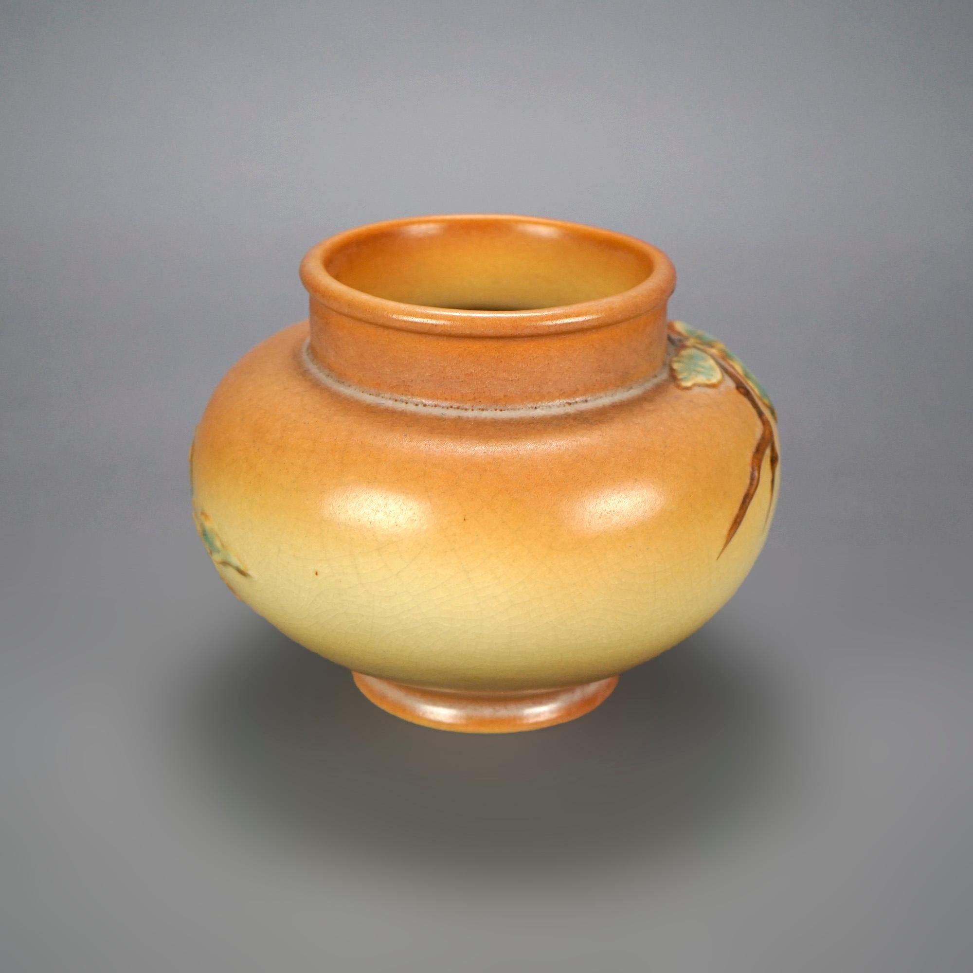 Vernissé Vase floral ancien en poterie d'art Weller en bois de cervidé, vers 1940 en vente