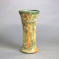 Antique Weller Art Pottery In-Relief Forest Vase, c1930