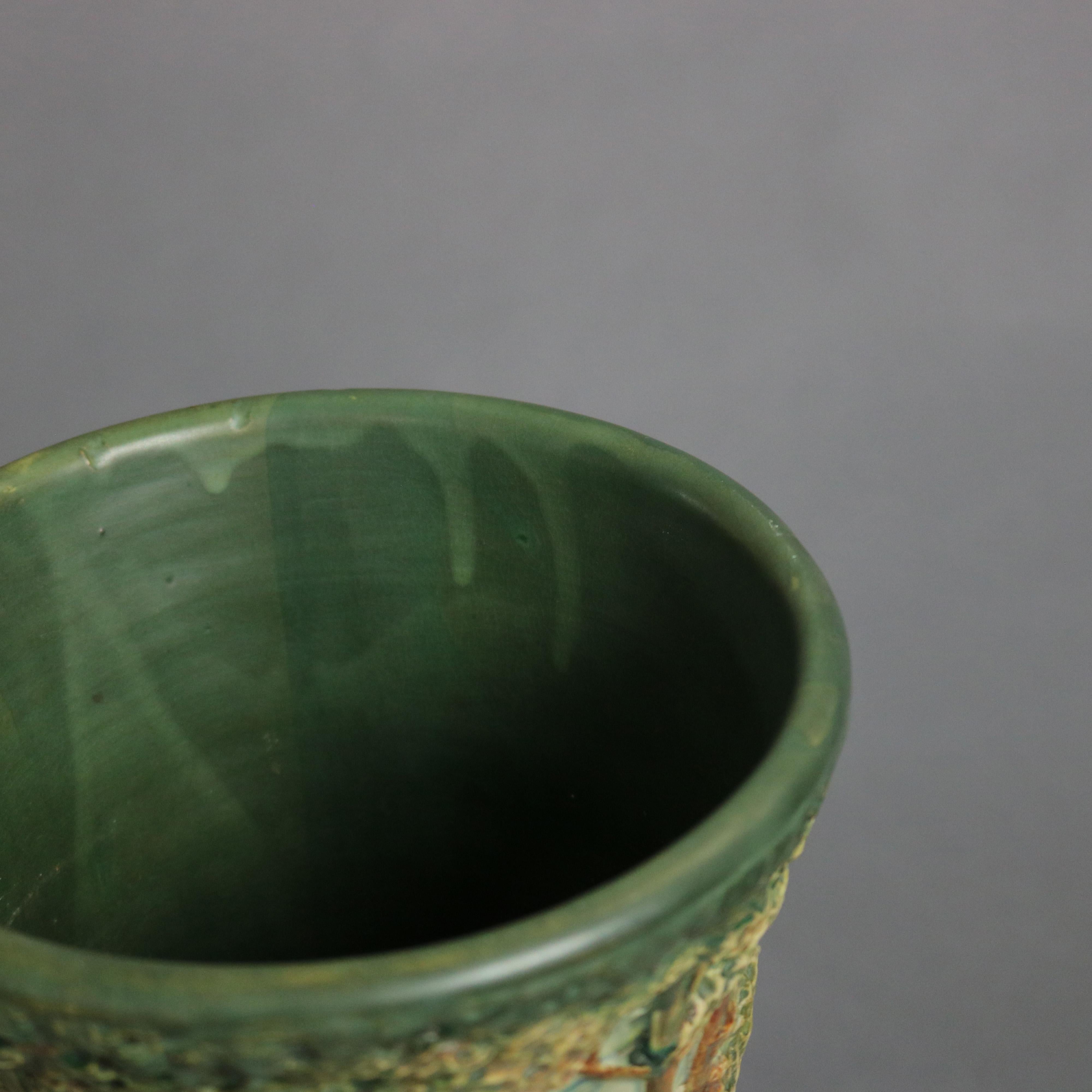 American Antique Weller Art Pottery In-Relief Forest Vase, c1930