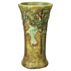 Antique Weller Art Pottery In-Relief Forest Vase, c1930