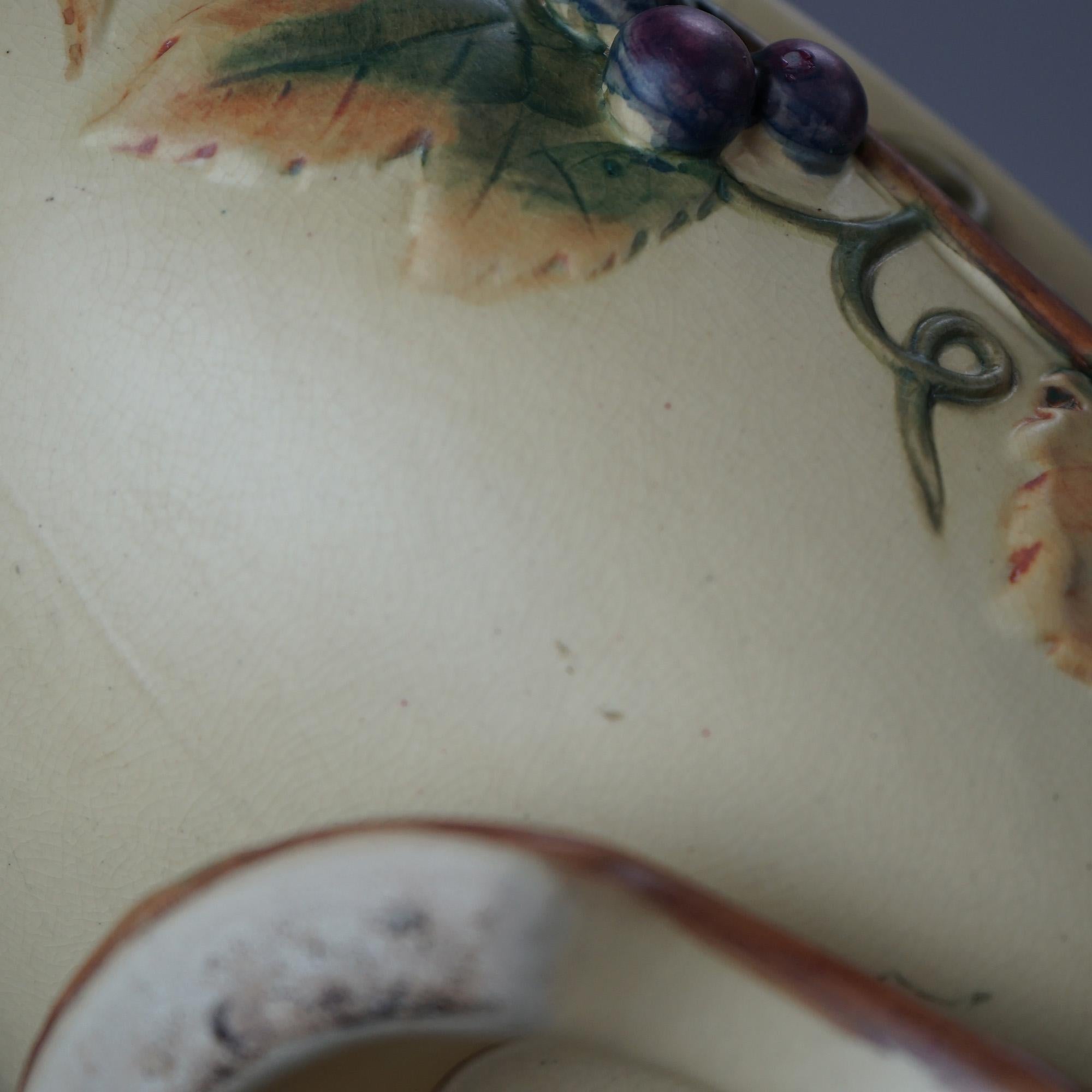 Antique Weller Art Pottery Oblong Bowl, Grape & Vine in Relief, c1930 6