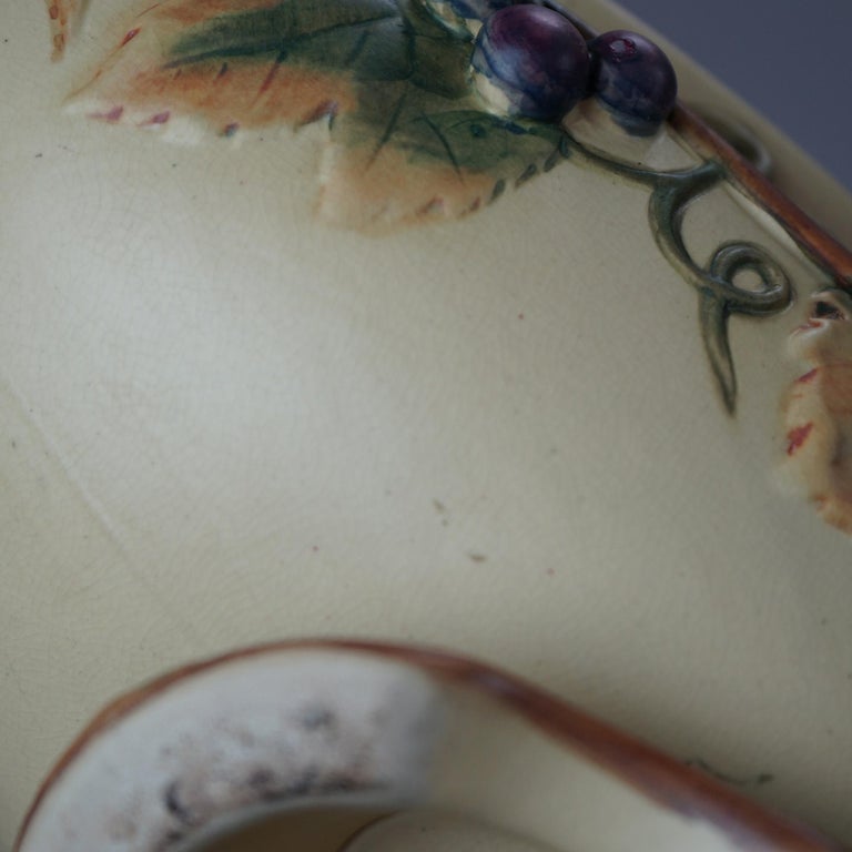 Antique Weller Art Pottery Oblong Bowl, Grape & Vine in Relief, c1930 For Sale 7