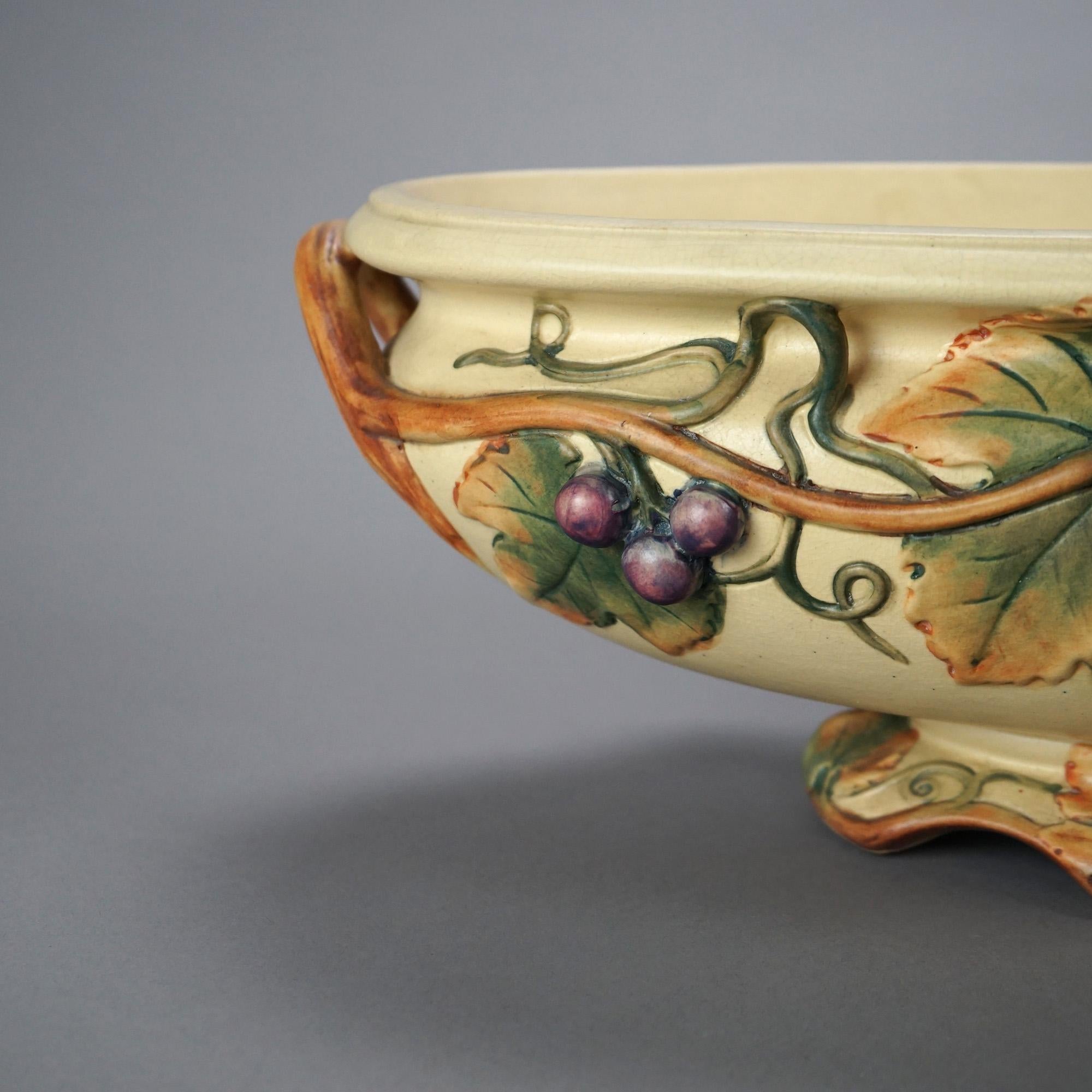 Antique Weller Art Pottery Oblong Bowl, Grape & Vine in Relief, c1930 3
