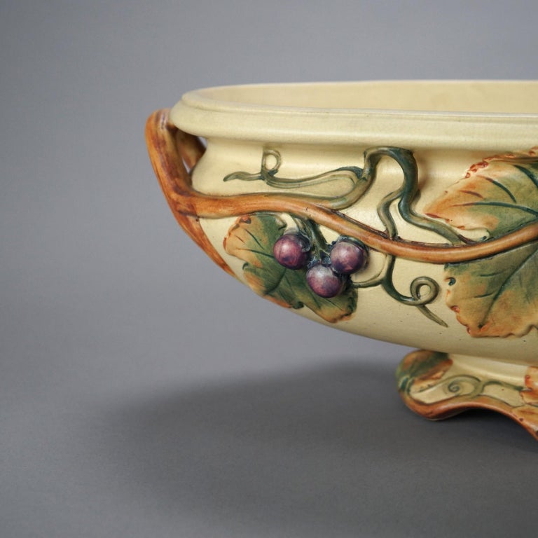 Antique Weller Art Pottery Oblong Bowl, Grape & Vine in Relief, c1930 For Sale 4