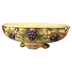 Antique Weller Art Pottery Oblong Bowl, Grape & Vine in Relief, c1930