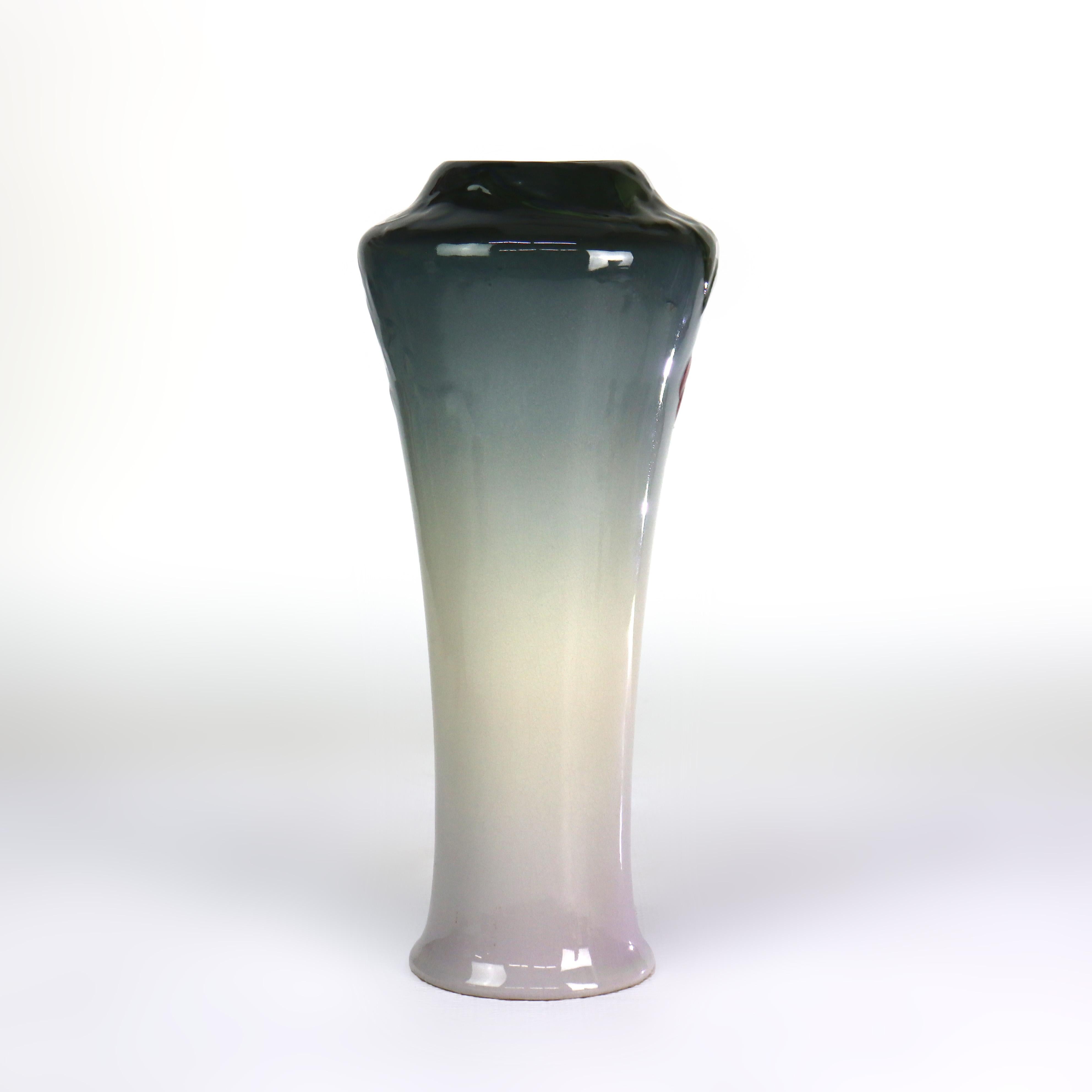 Antique Weller Art Pottery Tall Vase With Grape Vine Pattern Signed C1920 For Sale 3