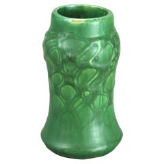 Antique Weller Arts & Crafts Embossed Matt Green Pottery Vase C1910