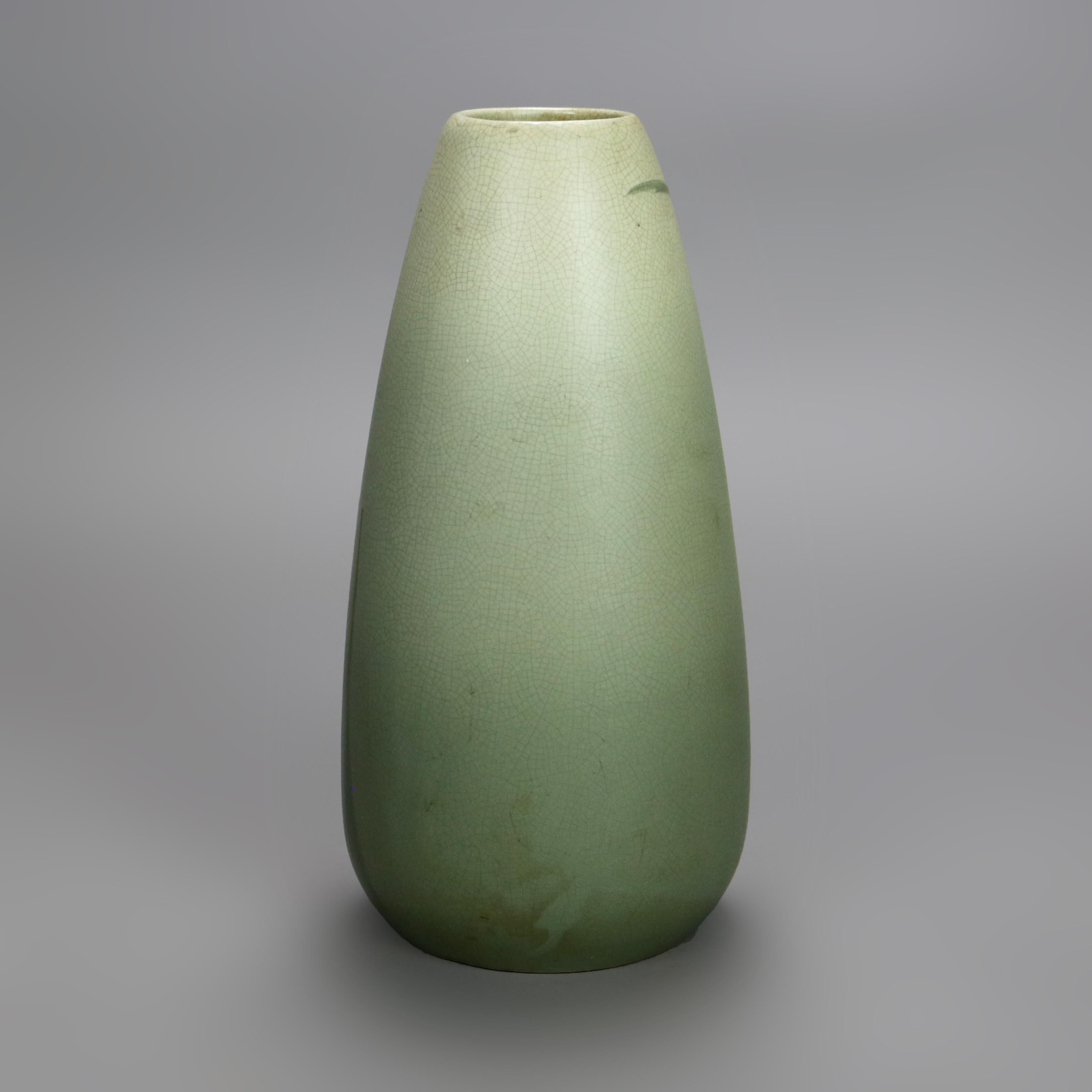 Antique Weller Arts & Crafts Floral Pottery Vase with Iris C1920 In Good Condition In Big Flats, NY