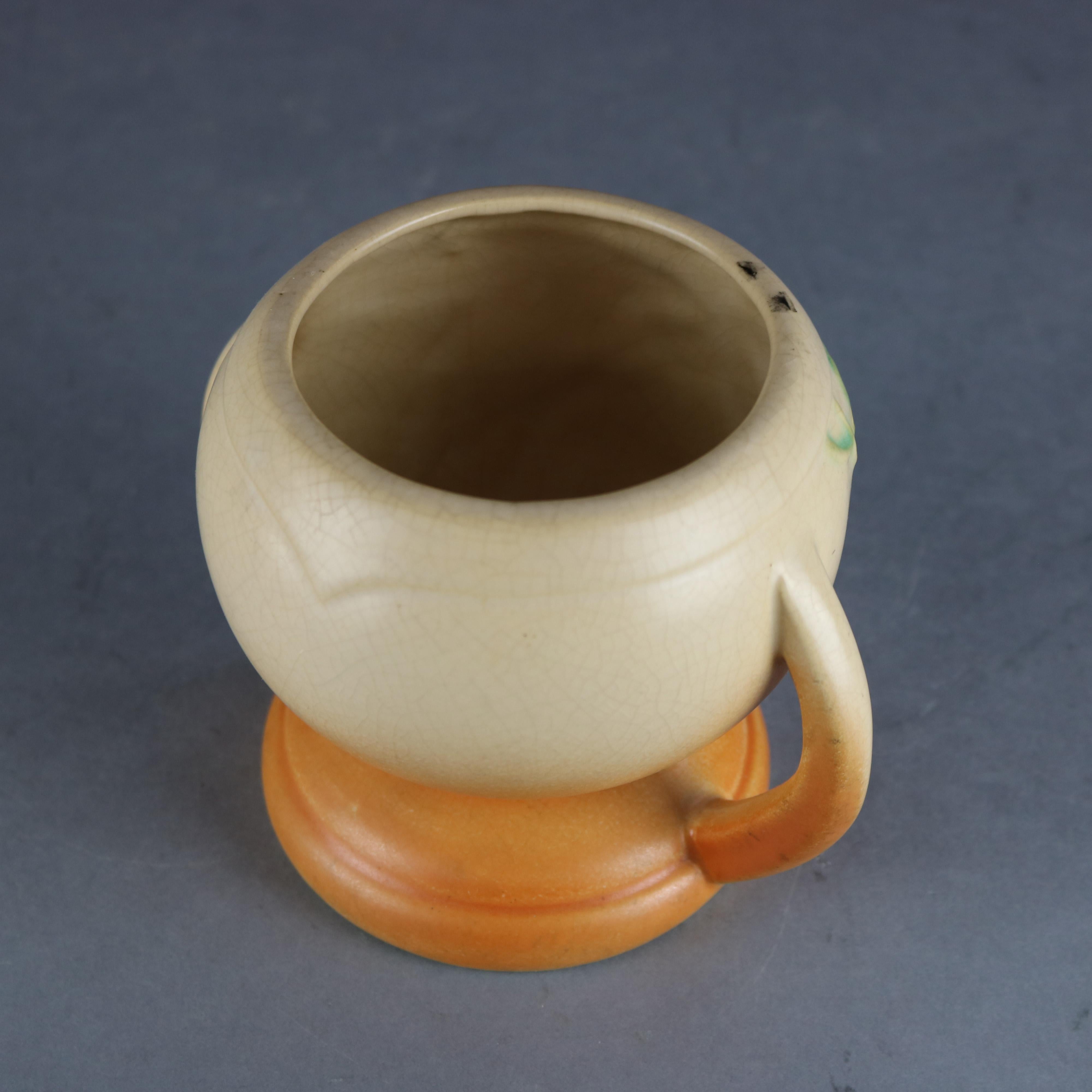 American Antique Weller Floral Art Pottery Double Handled Vase, Circa 1930