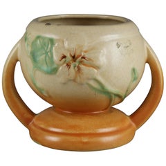 Vase ancien en poterie d'art floral Weller à double poignée, vers 1930