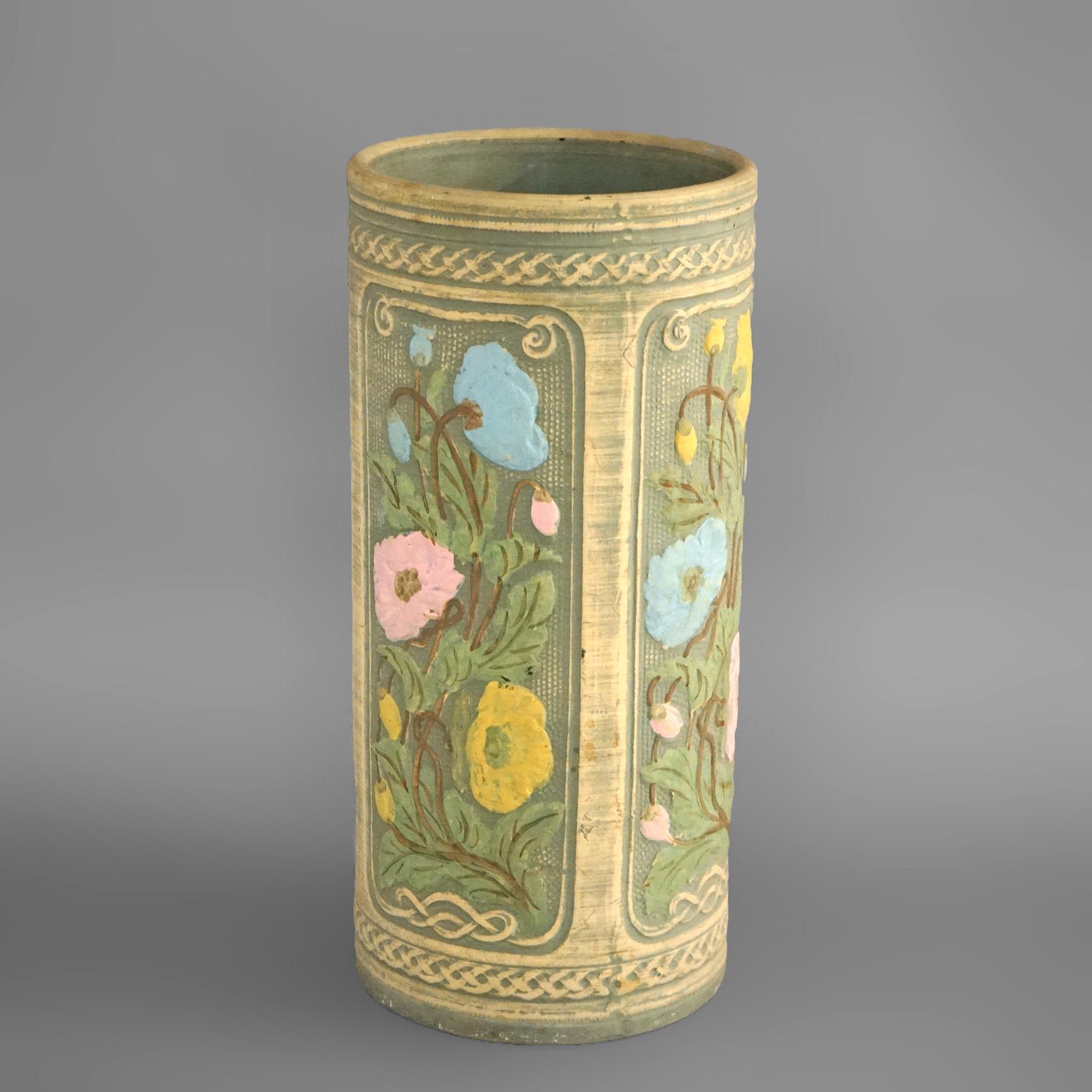 Antiquité - Weller Robinson Ransbottom Polychrome Art Pottery Umbrella Stand C1920 Bon état - En vente à Big Flats, NY