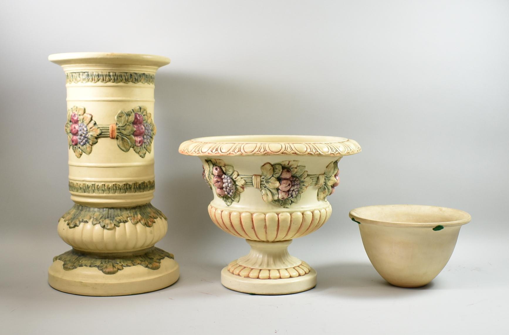 Pottery Antique Weller Roma Jardinière and Pedestal c 1910s For Sale
