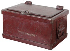Antiker Wells Fargo Heavy Iron Red Fire Proof Stagecoach Strong Box Bank Safe