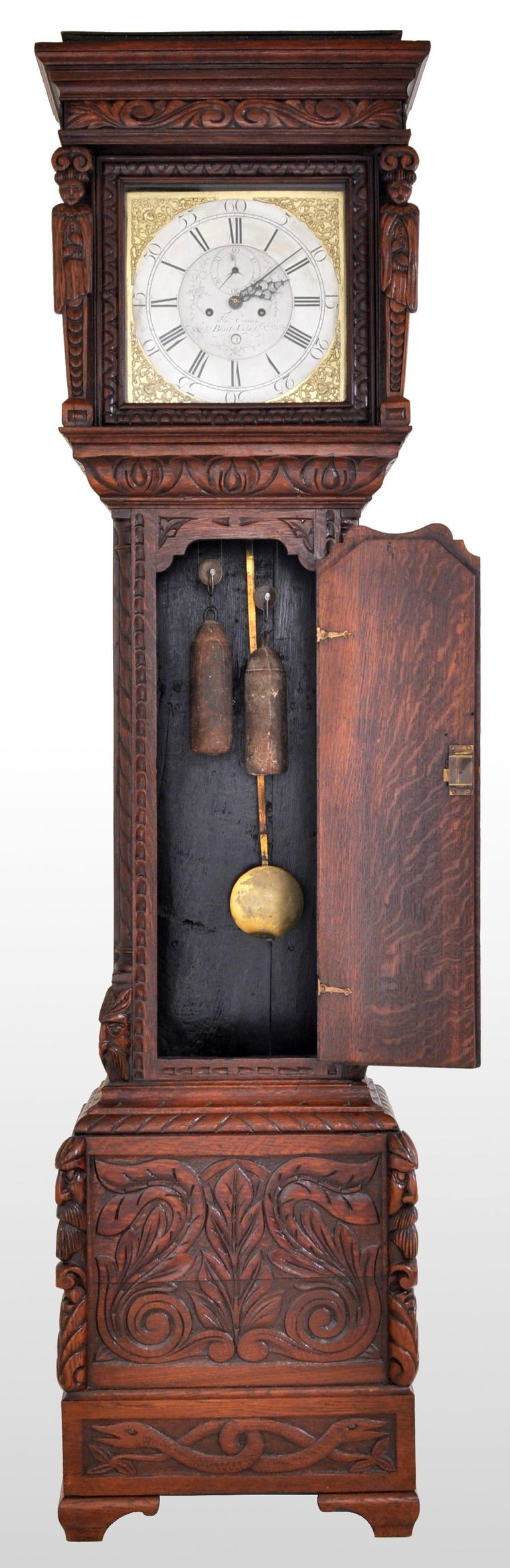 Antique Welsh Carved Oak 8Day Longcase/Grandfather Clock, Thomas Evans at 1stDibs welsh