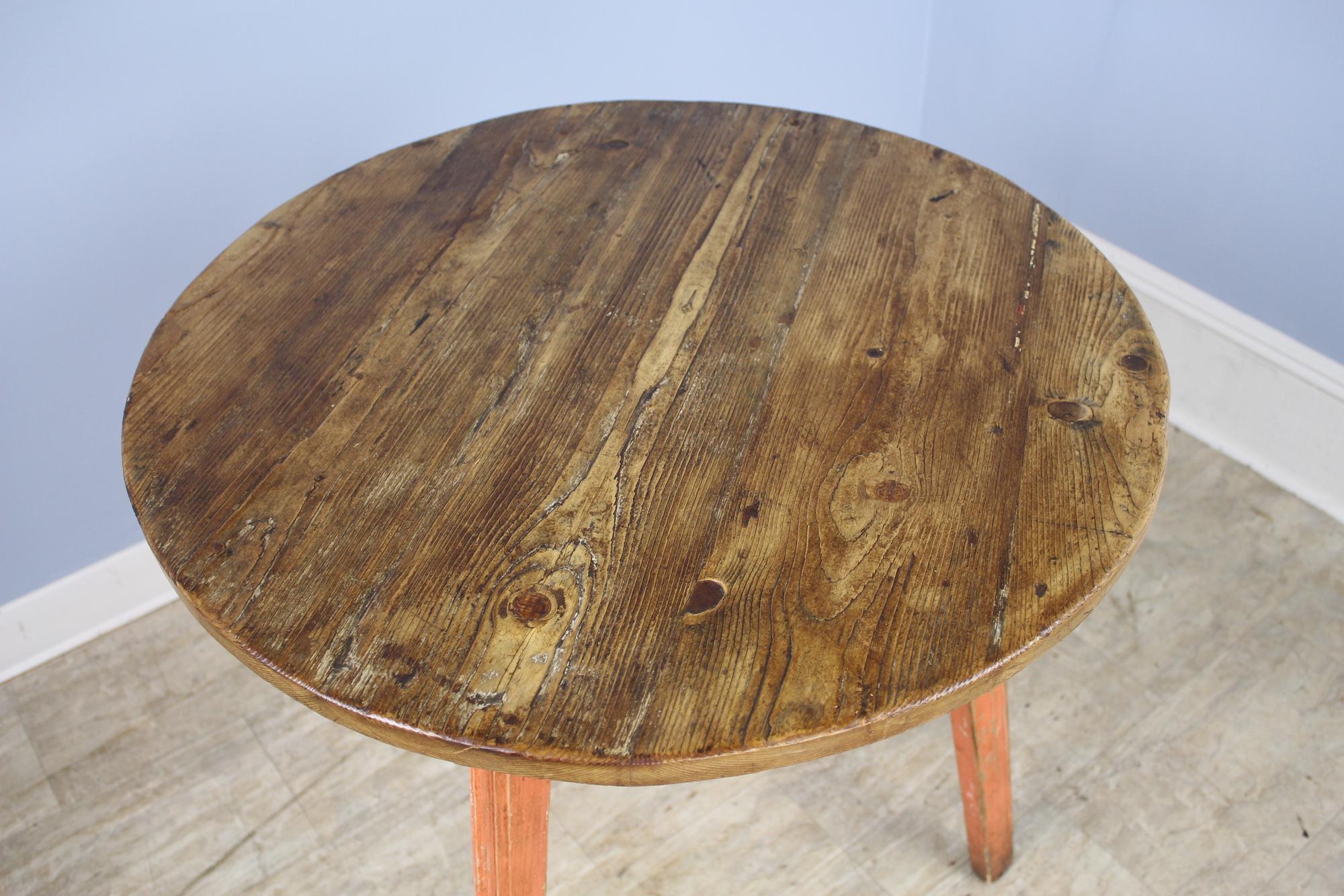 19th Century Antique Welsh Cricket Table with Painted Base