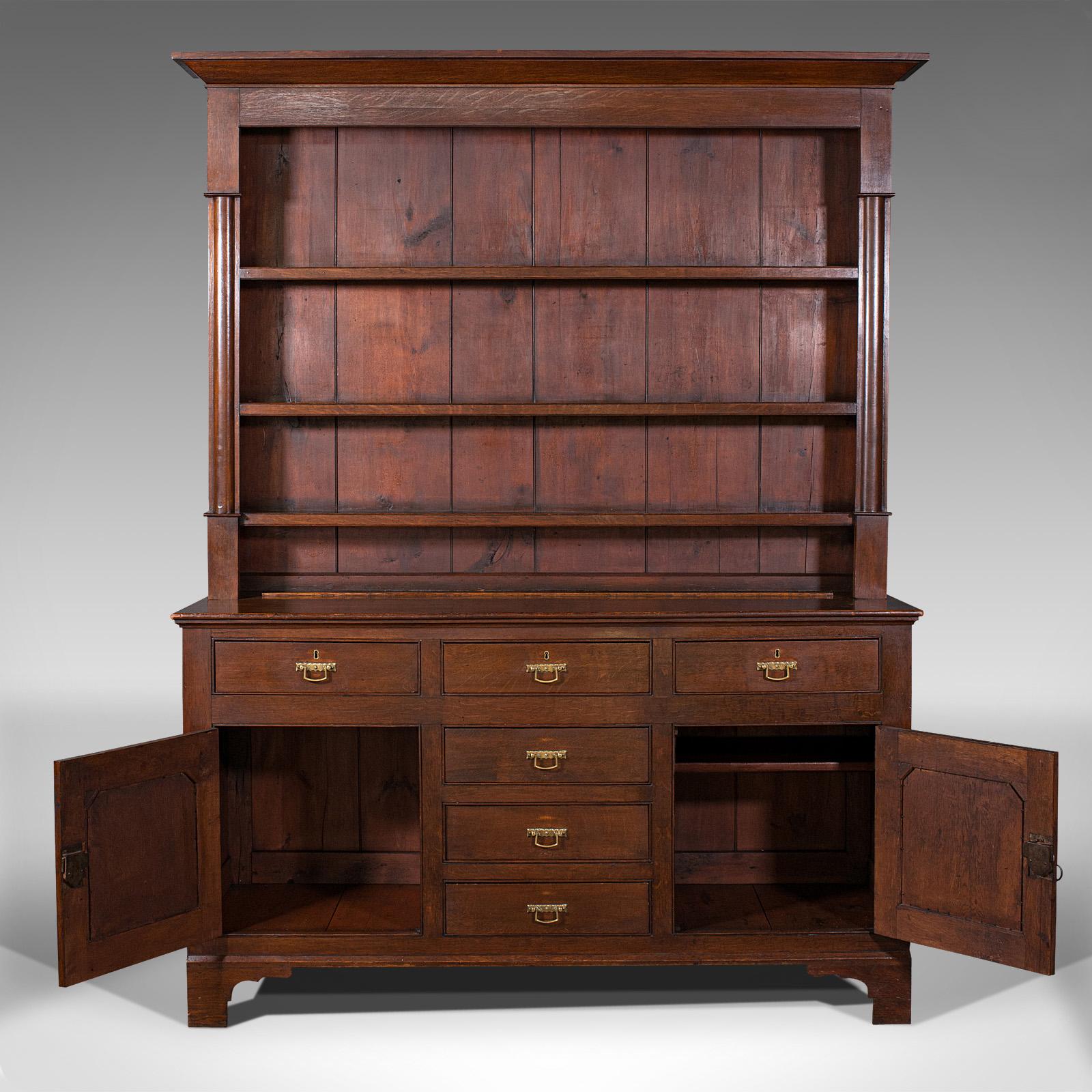 Antique Welsh Dresser, British, Oak, Sideboard Cabinet, Country House, Victorian In Good Condition In Hele, Devon, GB