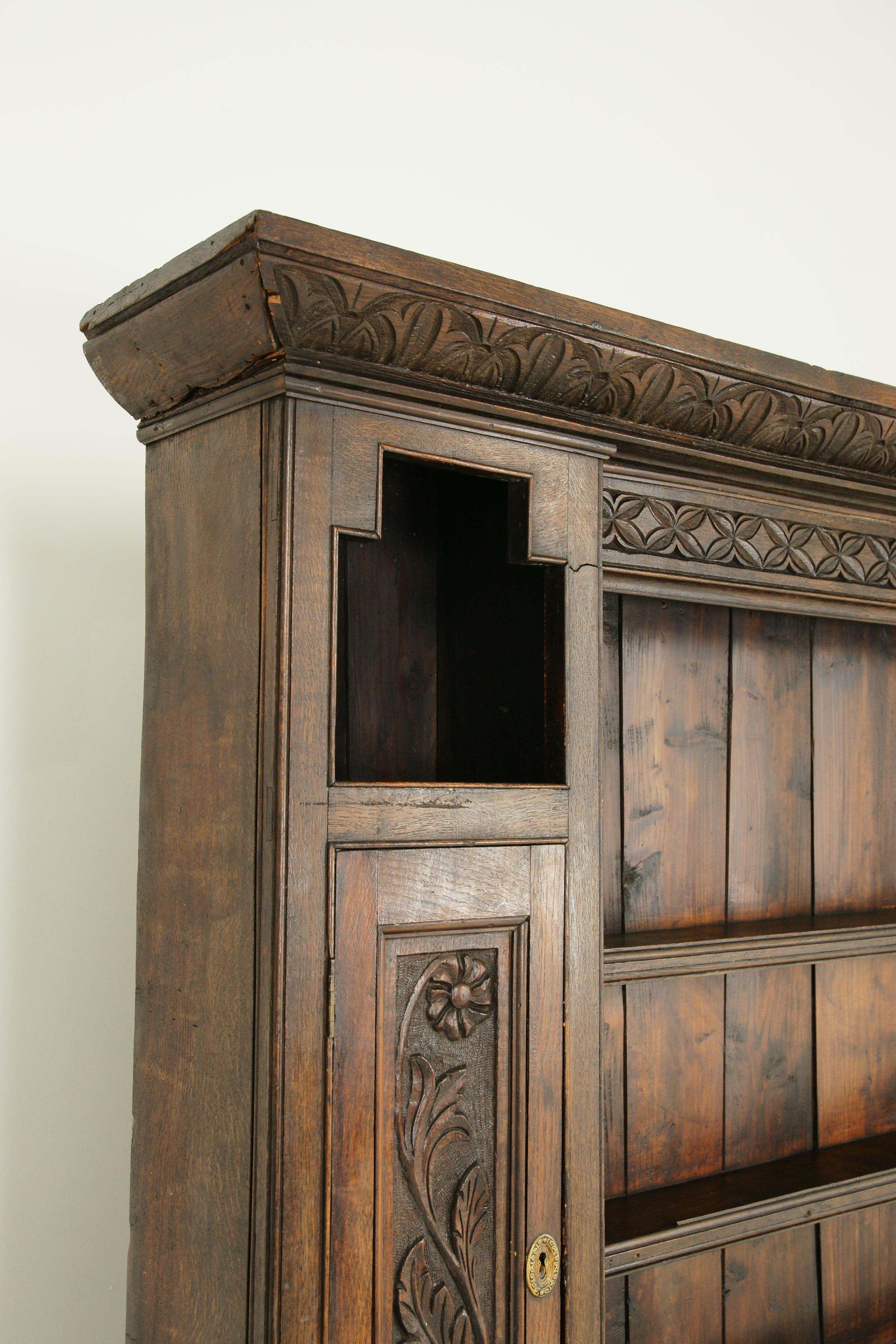 Scottish Antique Welsh Dresser, Carved Oak, 18th Century Sideboard, Scotland, 1790