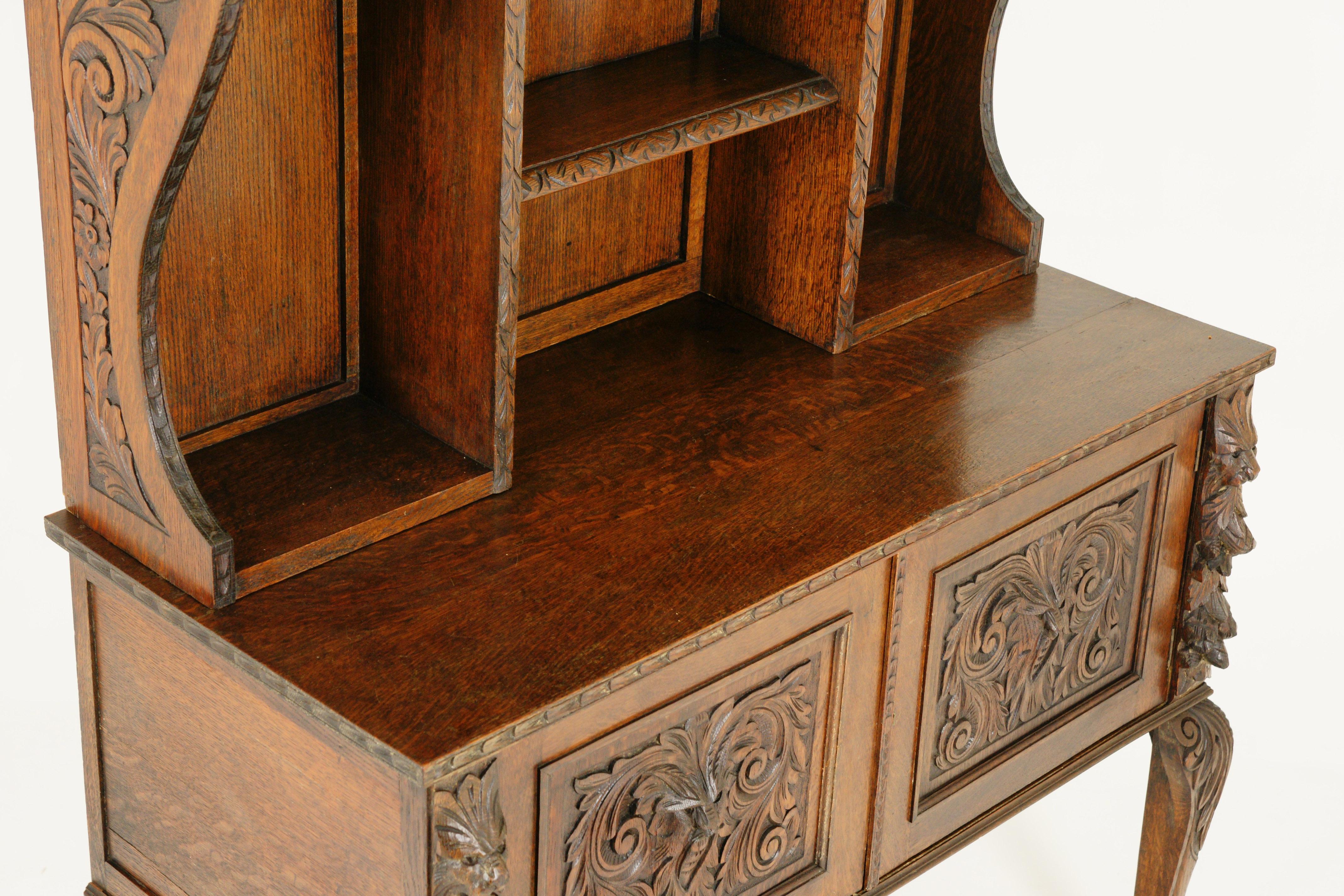 Antique Oak Dresser, Carved Oak Welsh Sideboard or Buffet, Scotland 1880, B1482A In Good Condition In Vancouver, BC