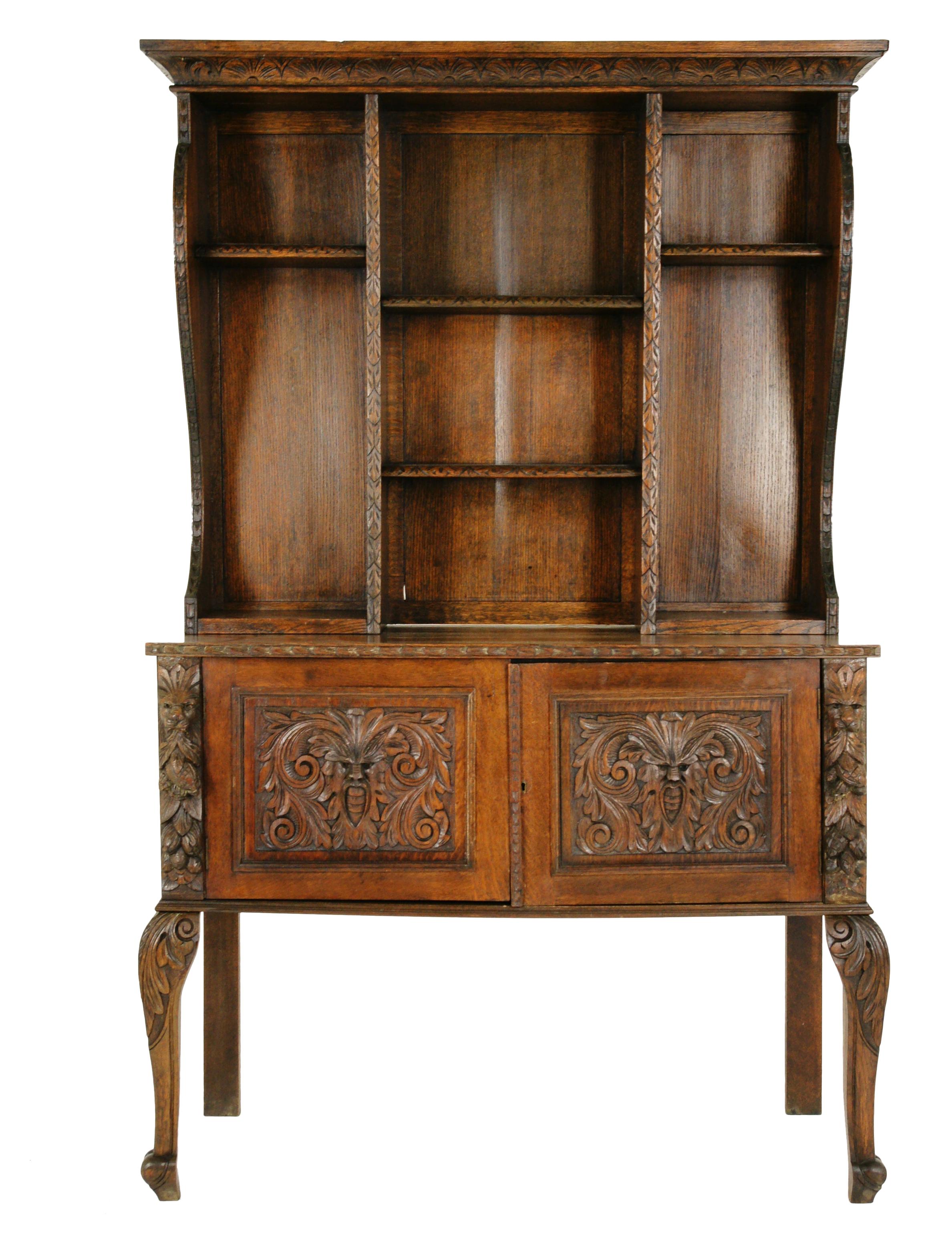 Antique Oak Dresser, Carved Oak Welsh Sideboard or Buffet, Scotland 1880, B1482A
