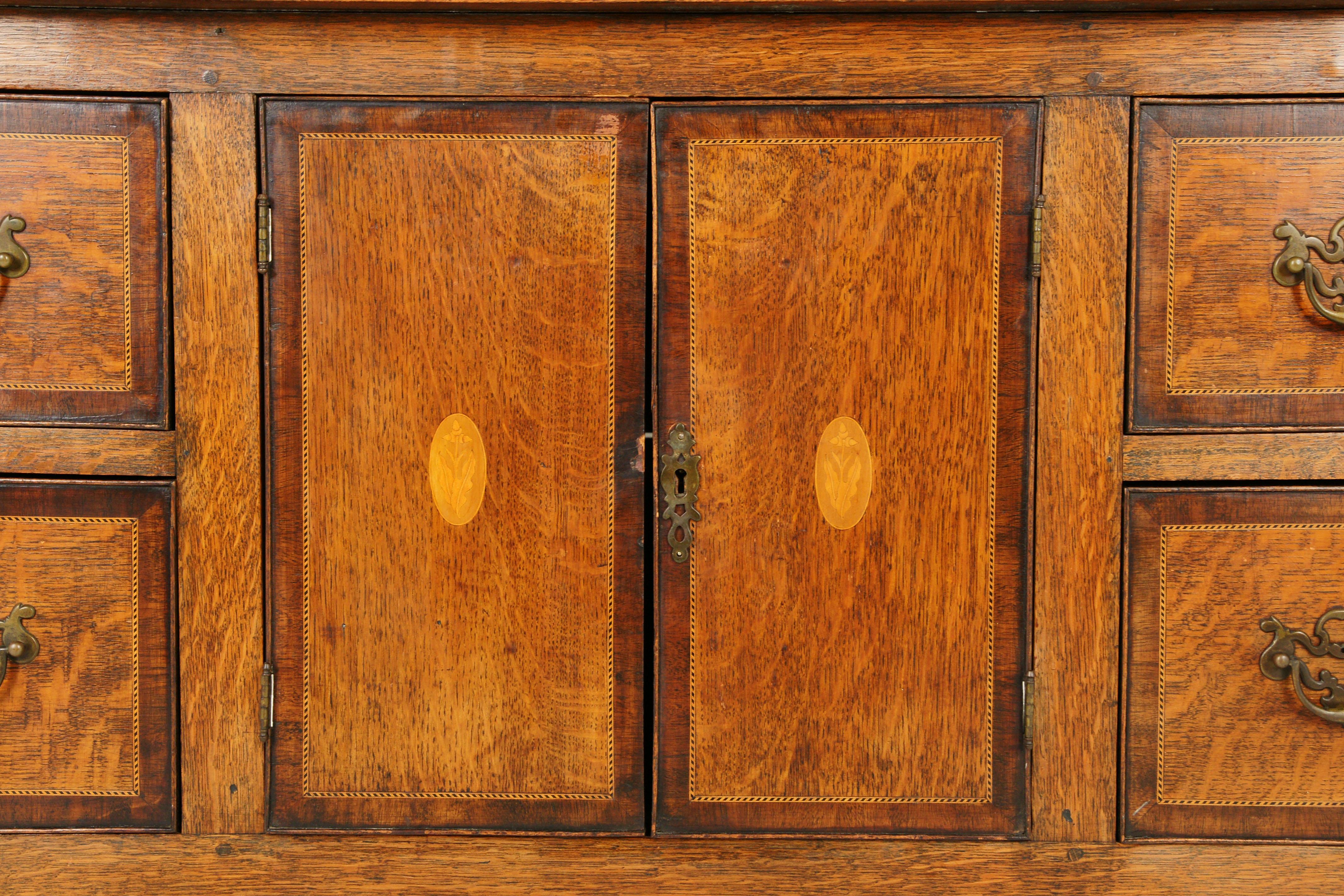 Antique Welsh Dresser, Inlaid Carved Oak, Sideboard, Scotland 1920
