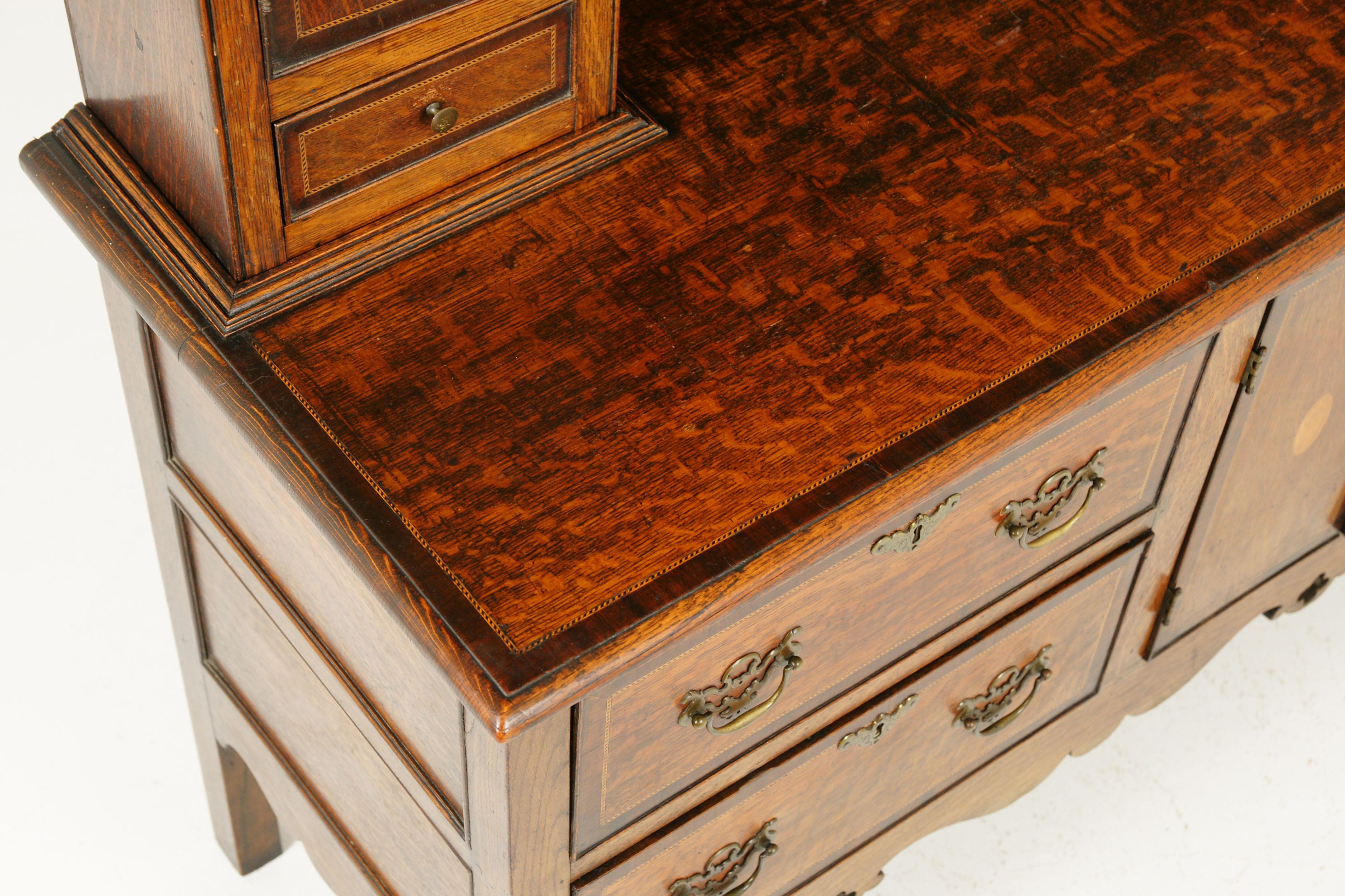 Antique Welsh Dresser, Inlaid Carved Oak, Sideboard, Scotland 1920