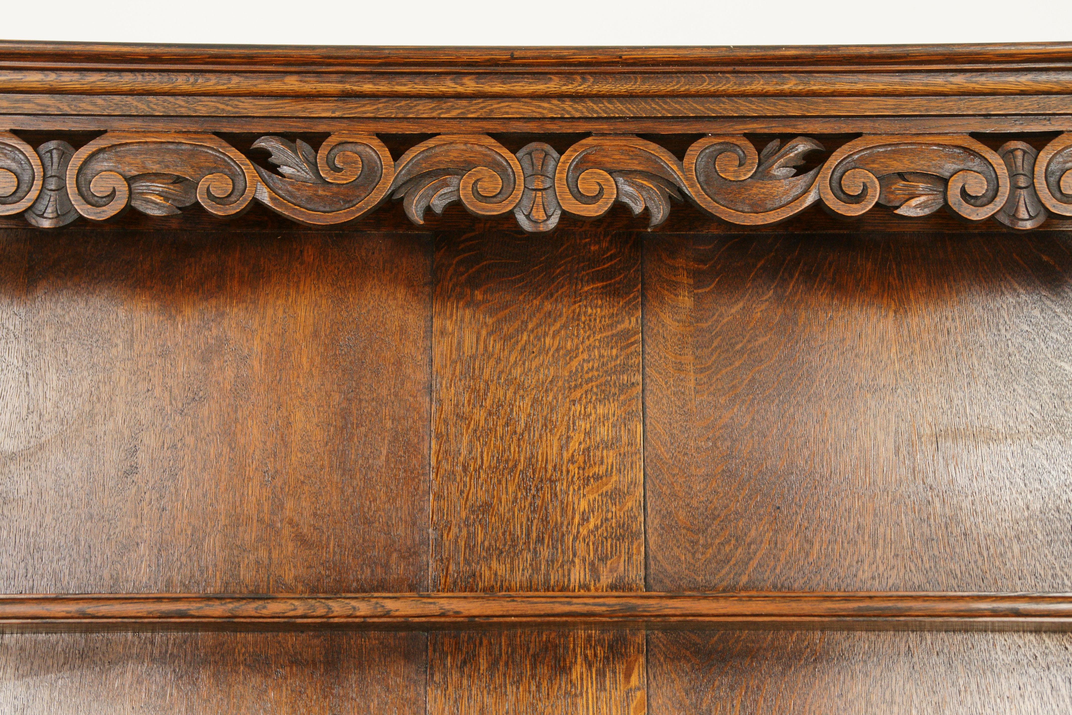 Ancienne commode galloise:: porte-assiettes:: chêne sculpté:: Écosse 1920:: B1746 3