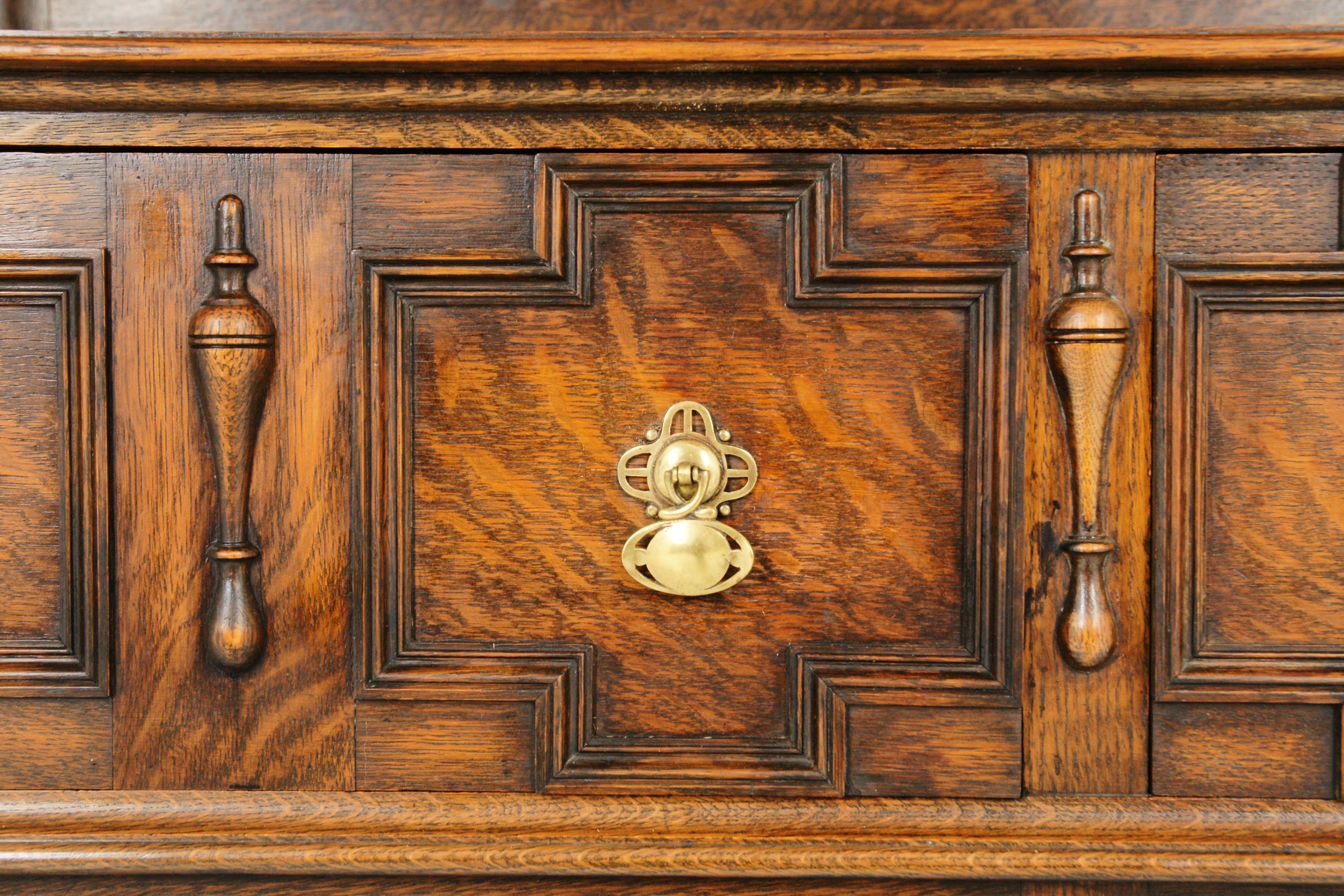 Ancienne commode galloise:: porte-assiettes:: chêne sculpté:: Écosse 1920:: B1746 4
