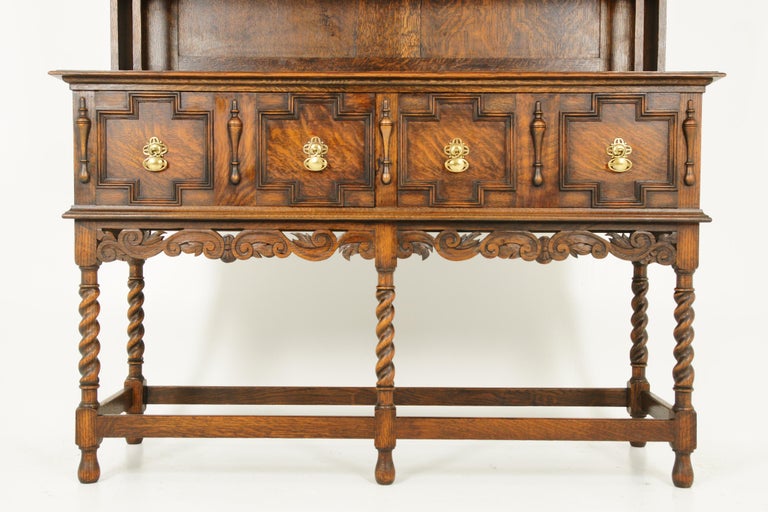 Antique Welsh Dresser Plate Rack Carved Oak Scotland 1920