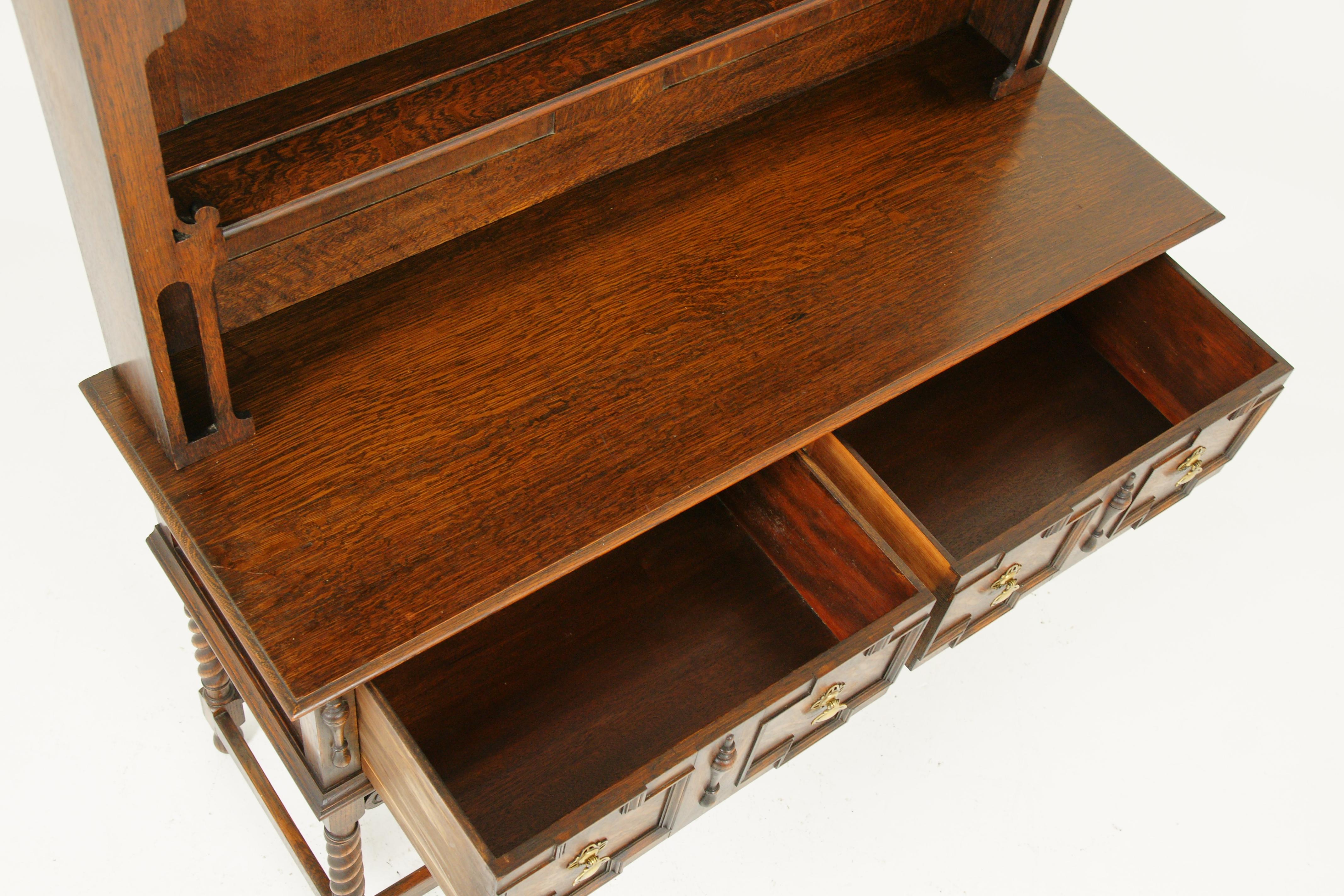 Ancienne commode galloise:: porte-assiettes:: chêne sculpté:: Écosse 1920:: B1746 1