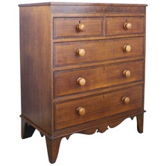 Antique Welsh Oak Chest of Drawers, Mahogany Crossbanding