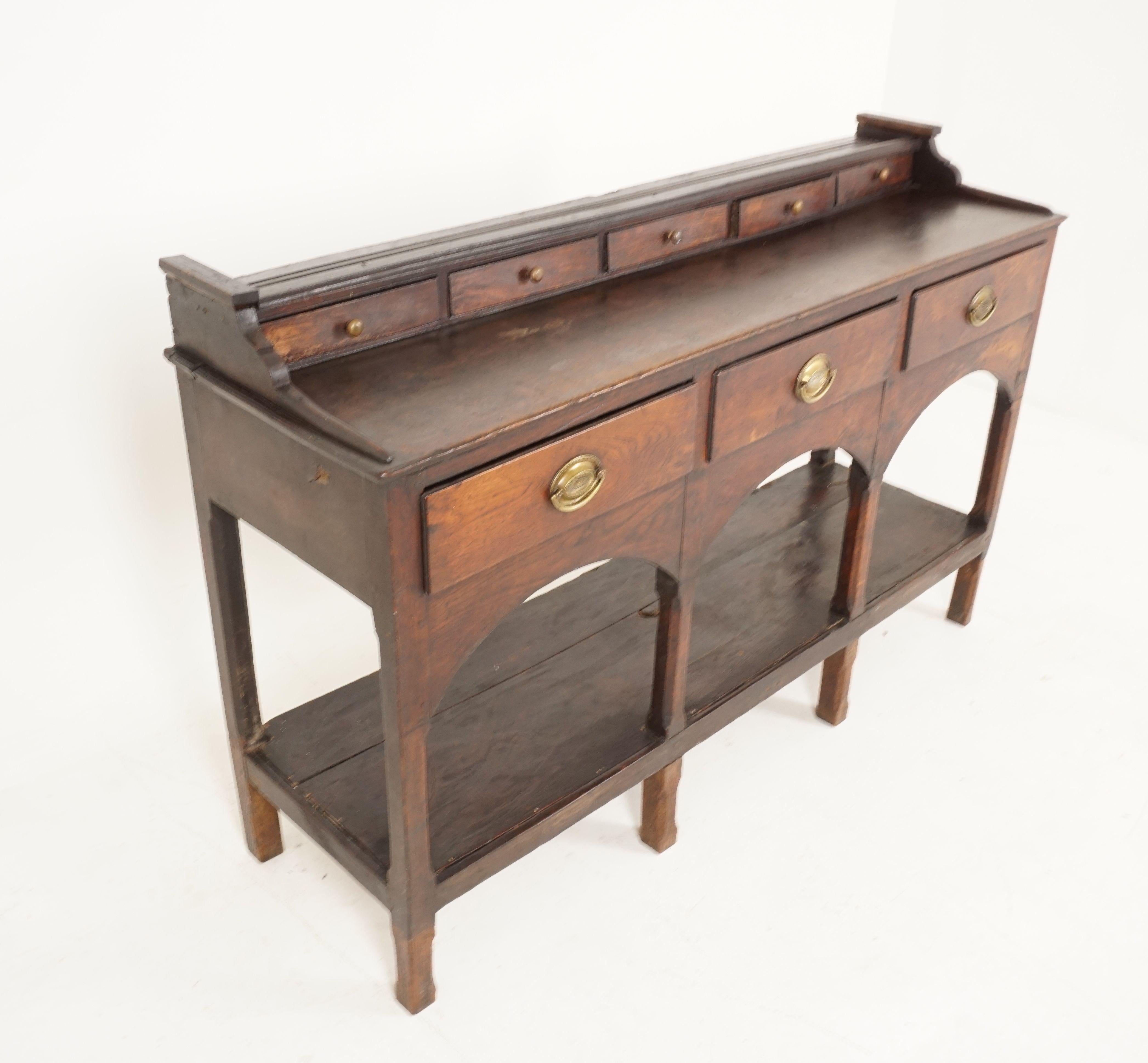 Hand-Crafted Antique Welsh Oak Pot Board Dresser Base, Sideboard, Wales 1760, B2060