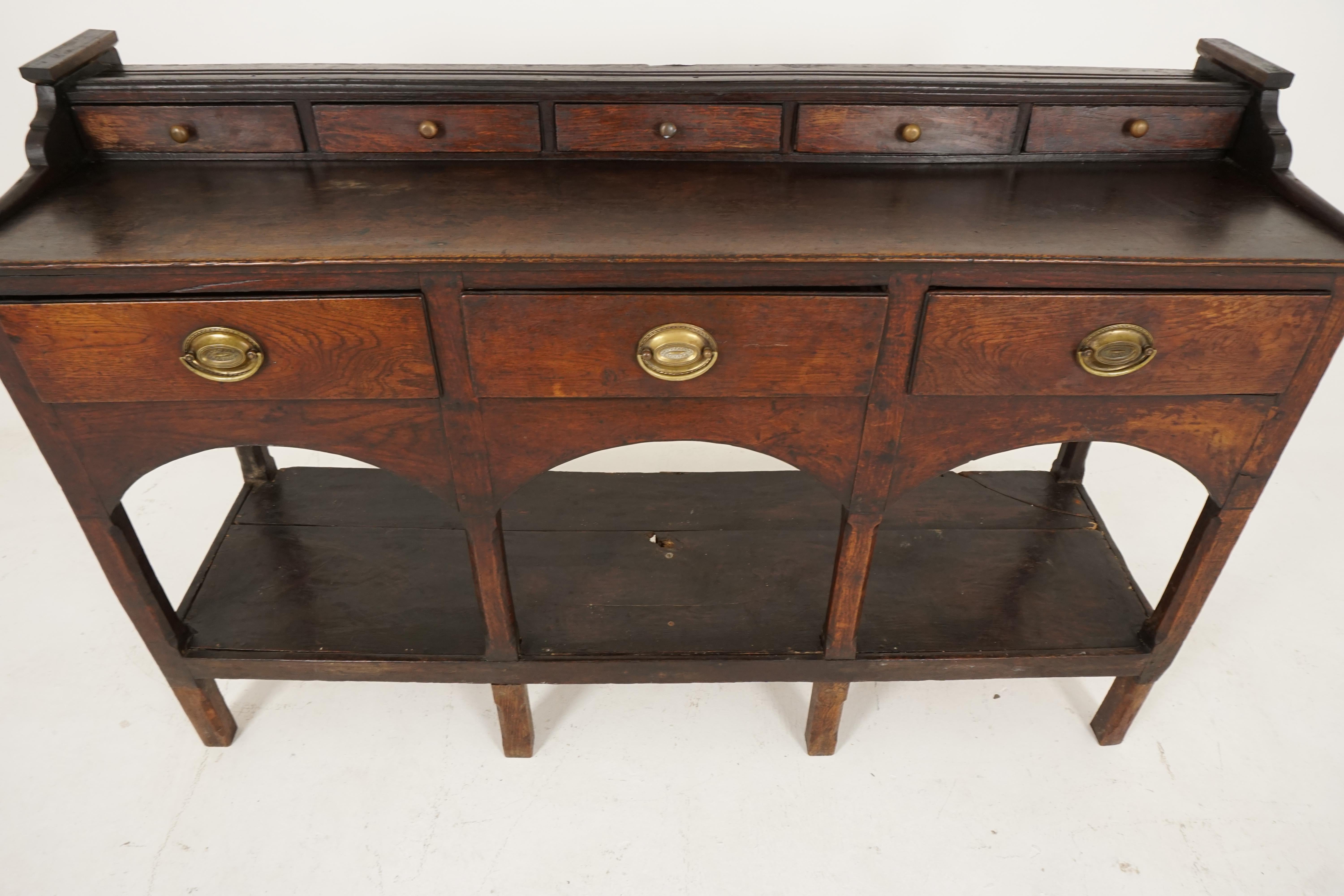 Mid-18th Century Antique Welsh Oak Pot Board Dresser Base, Sideboard, Wales 1760, B2060