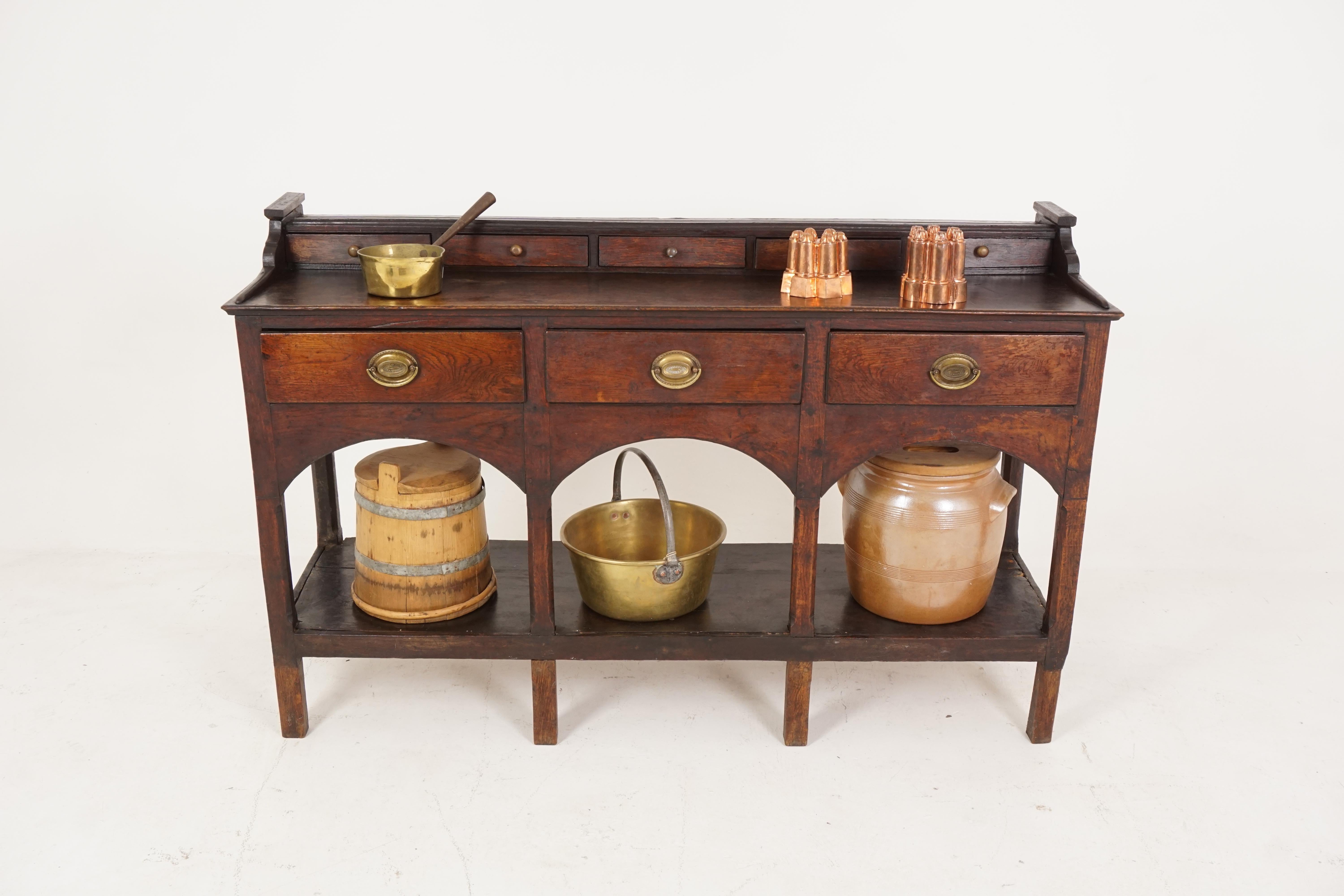 Antique Welsh Oak Pot Board Dresser Base, Sideboard, Wales 1760, B2060 3