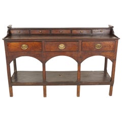 Antique Welsh Oak Pot Board Dresser Base, Sideboard, Wales 1760, B2060
