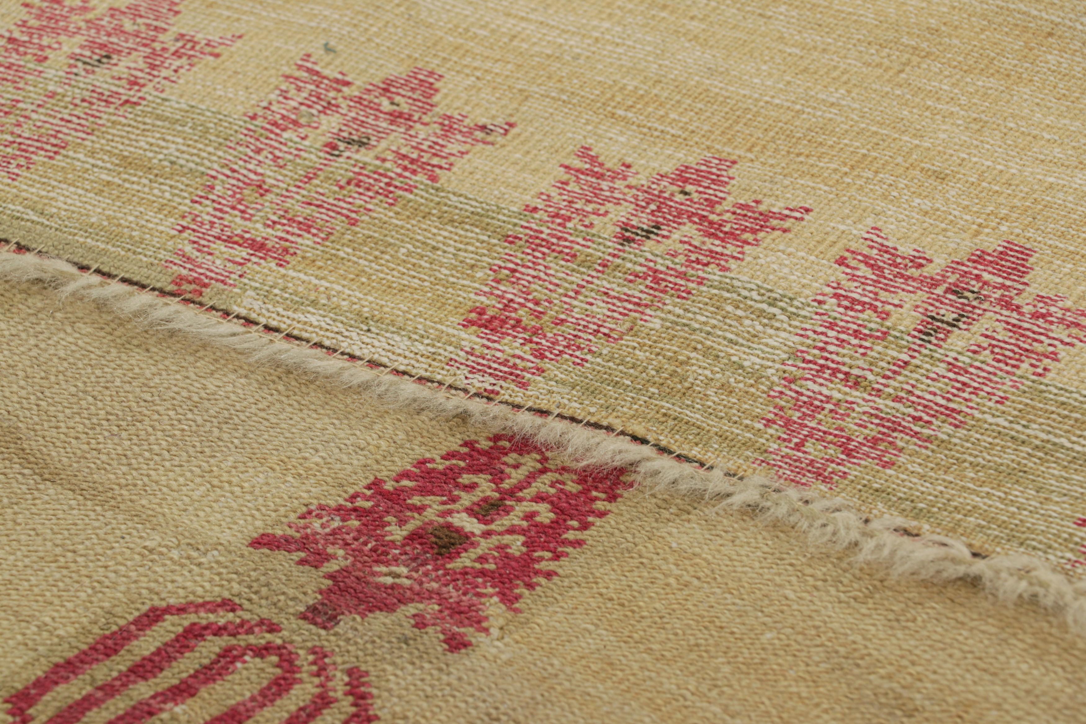 Wool Antique West Anatolian Prayer Rug in Beige, Red and Green  Rug & Kilim For Sale