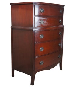 Antique West Michigan Furniture Co. Sheraton Style Bowfront Tallboy Dresser