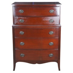 Antique West Michigan Furniture Co. Sheraton Style Bowfront Tallboy Dresser